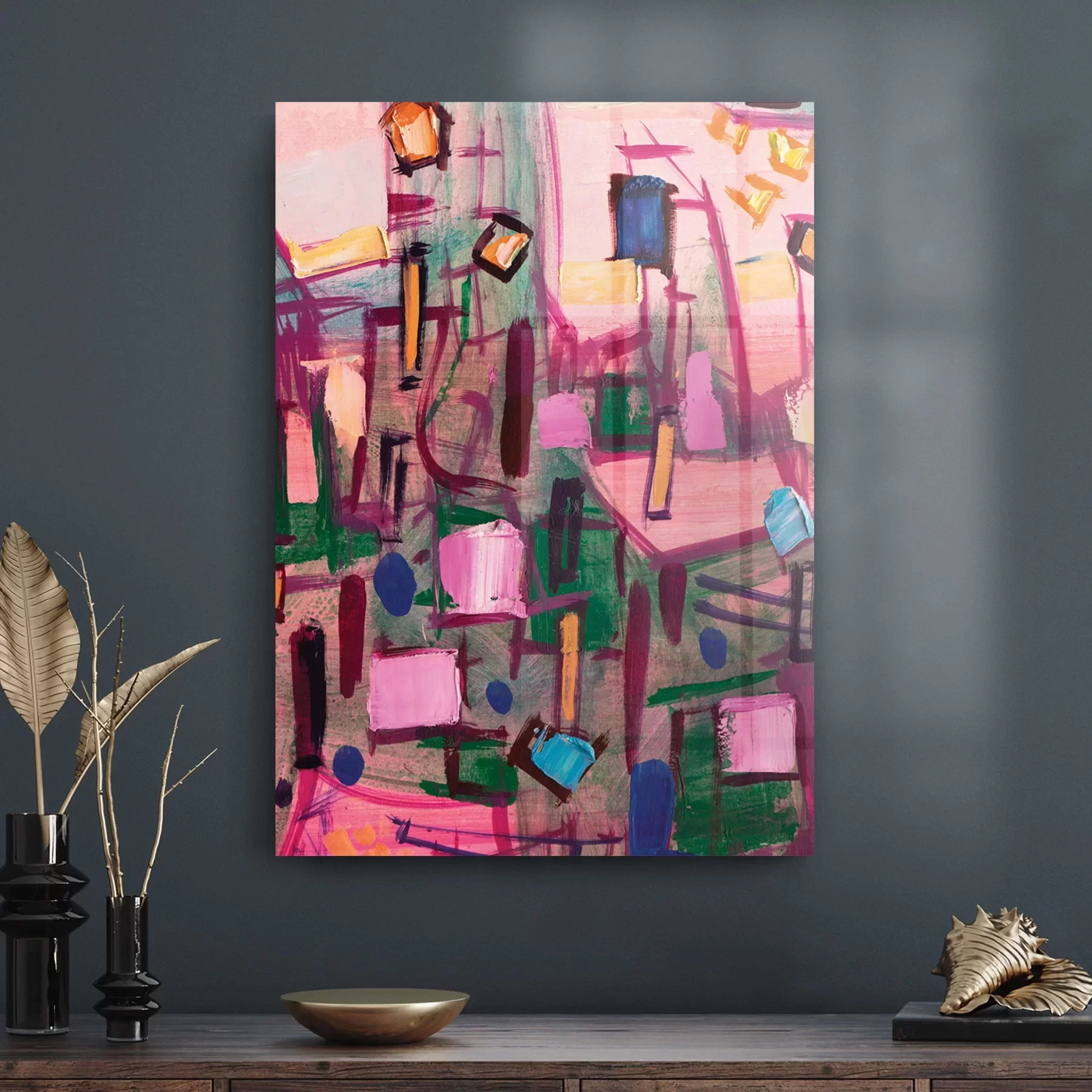 Picture of Decovetro Cam Tablo Yağlı Boya Soyut 30x40 cm