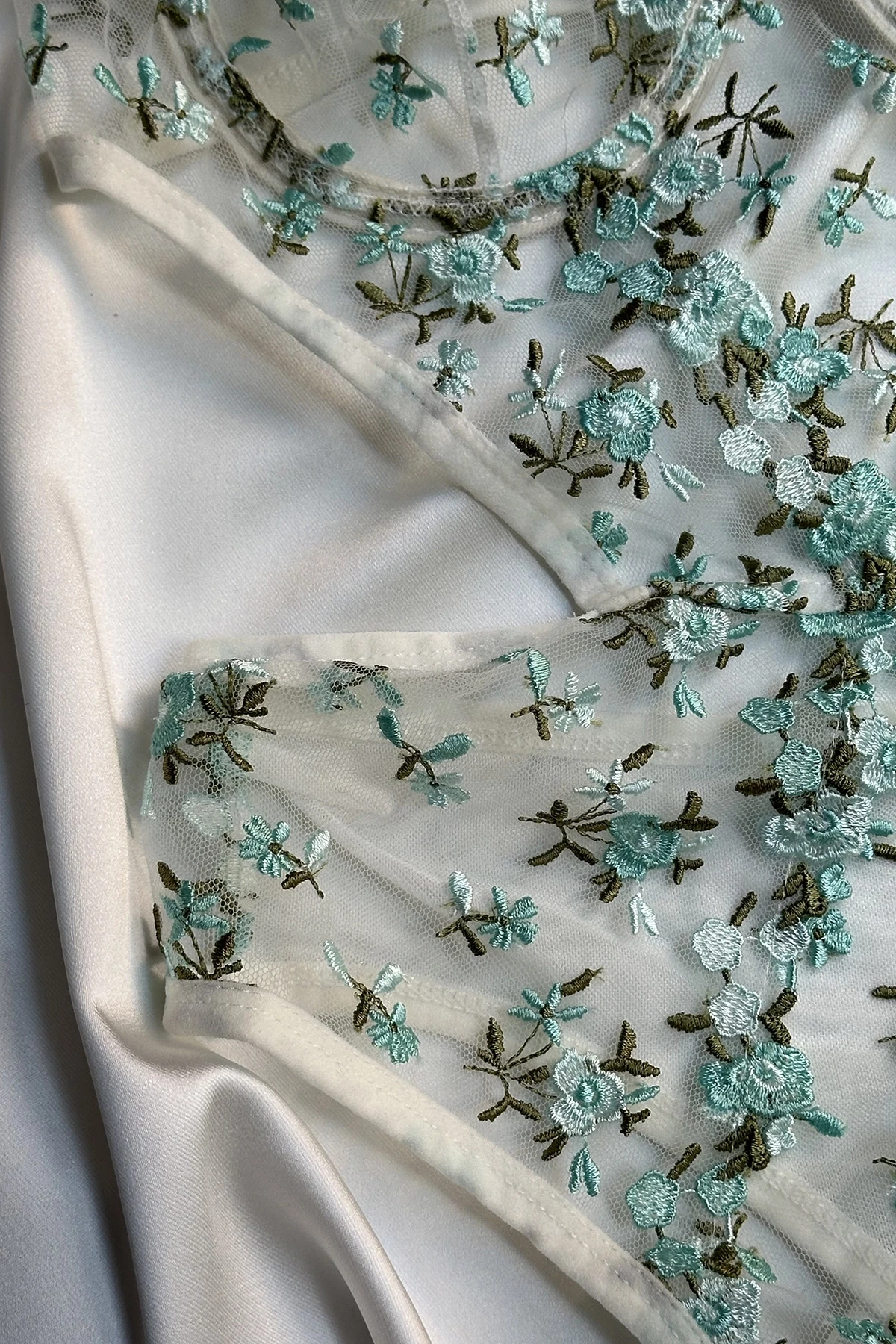 Picture of Blue Floral Detailed Bodysuit