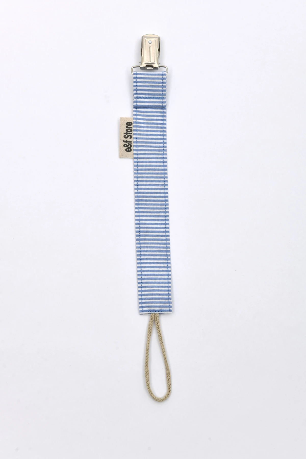 Picture of Pamuk Kumaşlı Emzik Zinciri – Mavi Beyaz Çizgili