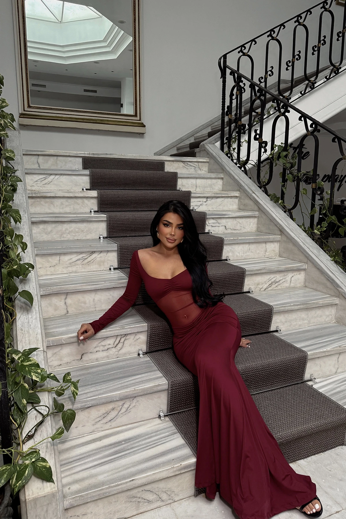 Picture of Cherry Bruise Transparent Front Long Dress