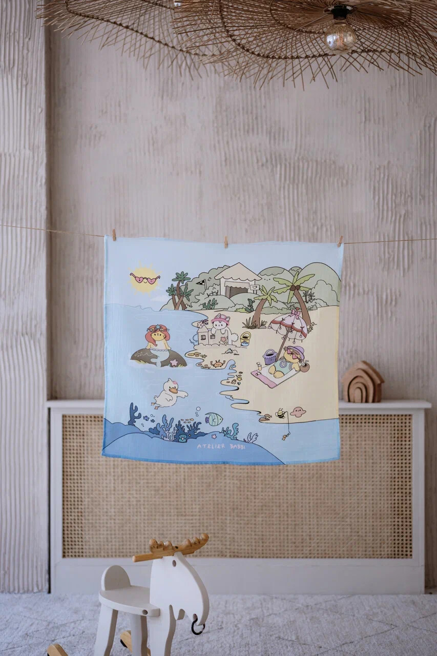 Picture of Çift Katlı Müslin Bebek Örtüsü - Sahil / Kız