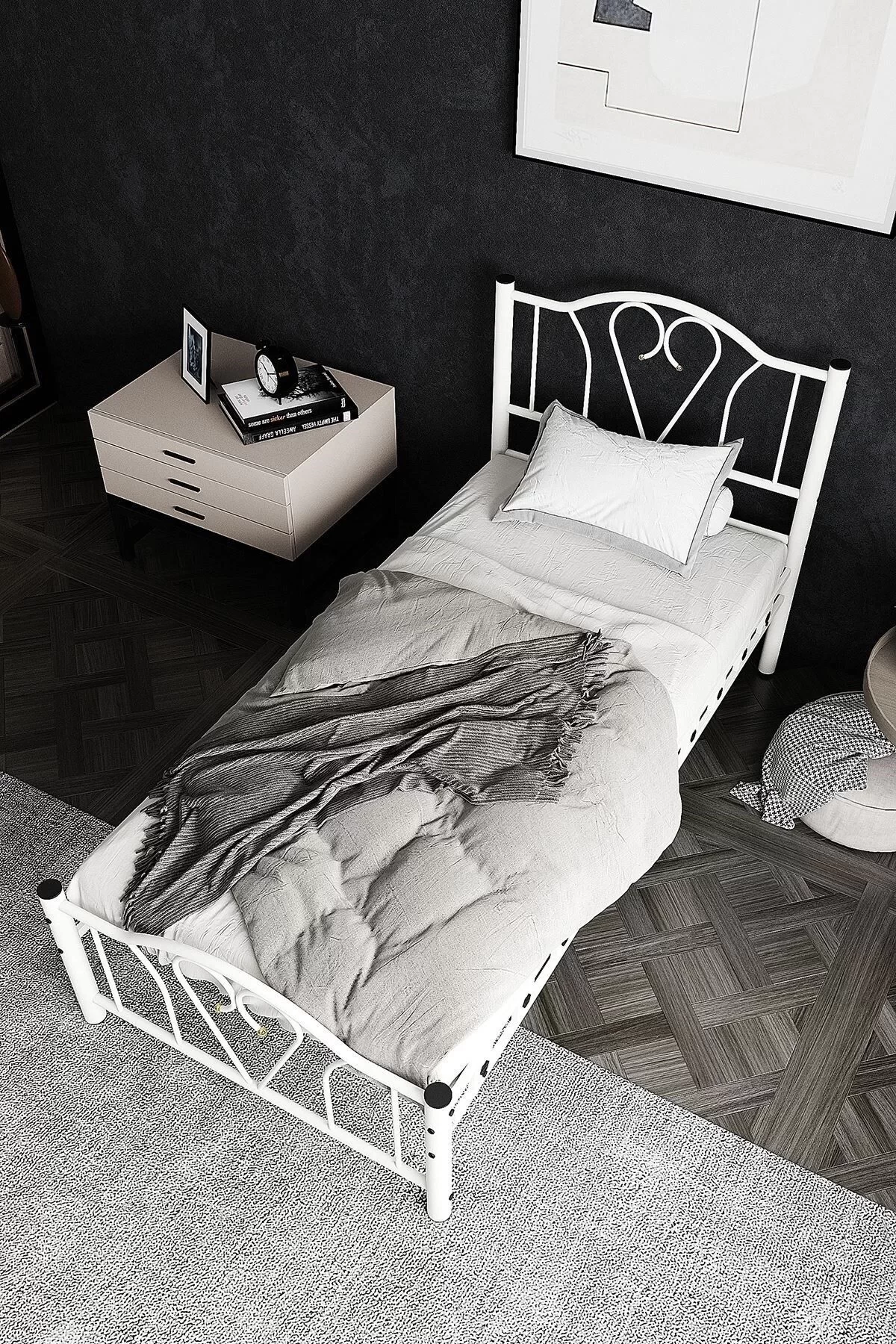 Picture of Orkide Tek Kişilik Ferforje Metal Karyola Beyaz