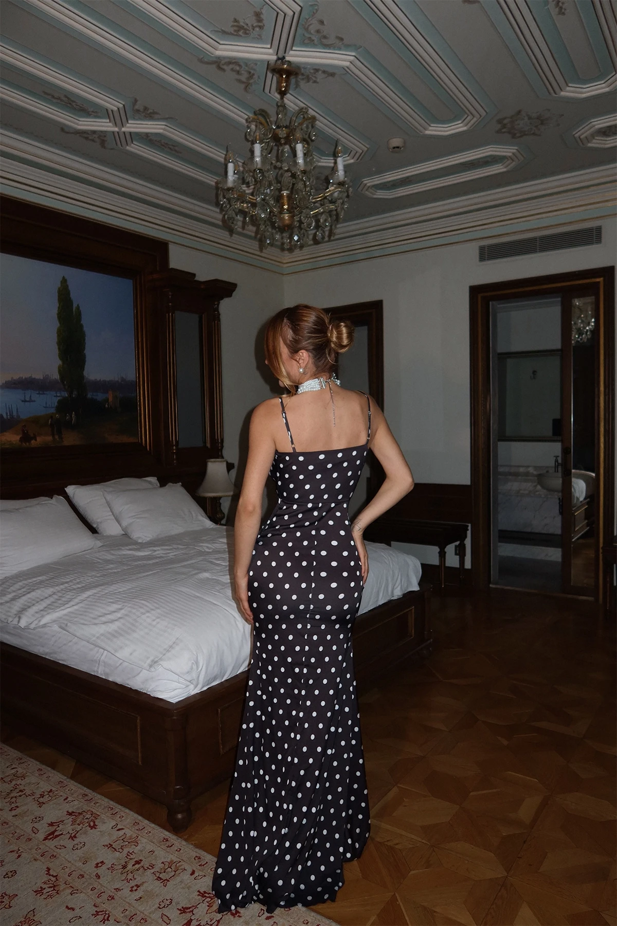 Picture of Black Polka Dot Long Dress