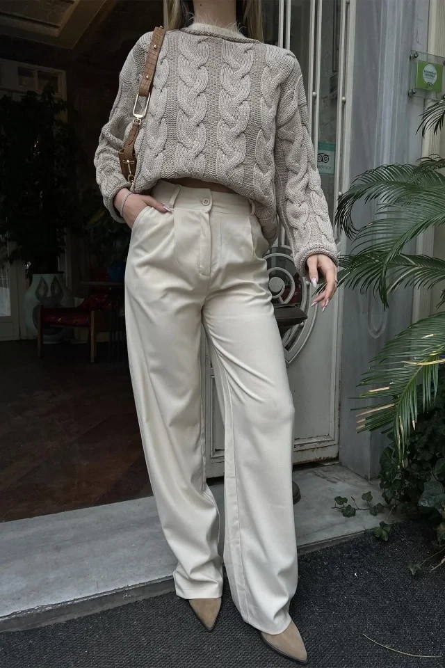 Picture of Cream Palazzo Trousers