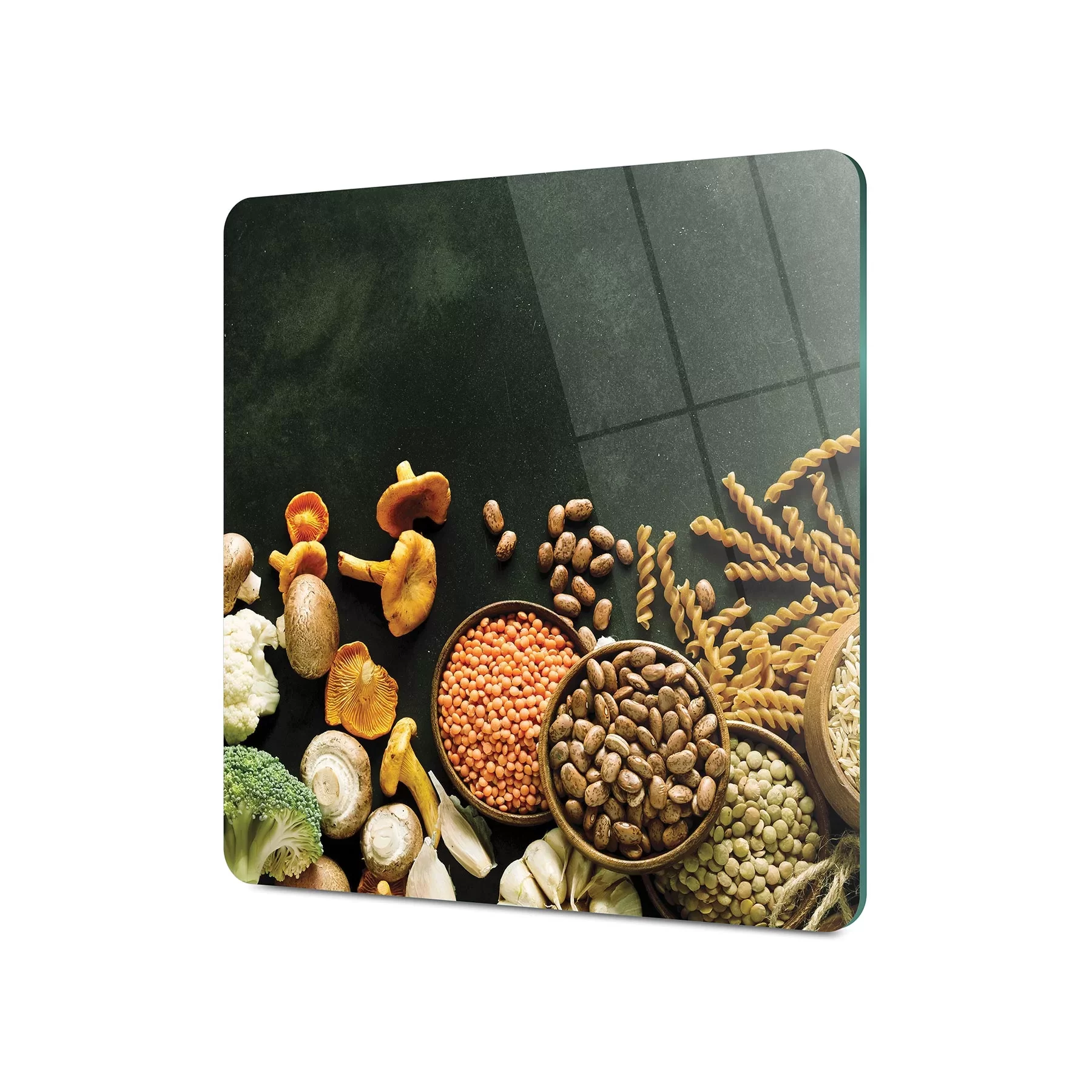 Picture of Decovetro Cam Kesme Tahtası ve Sunumluk Kare Sebzeli Desenli 30x30 Cm