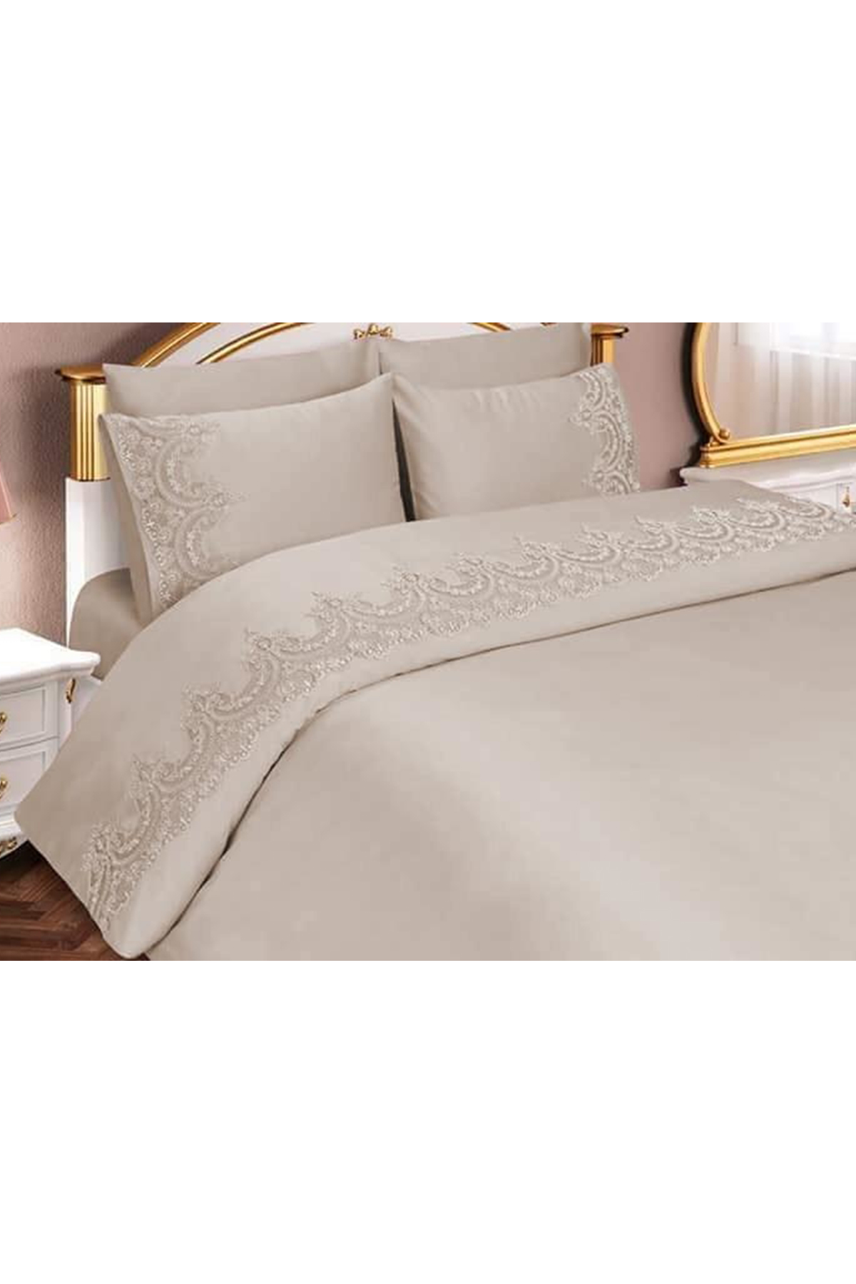 Picture of Fransız Güpürlü Sultans Nevresim Takımı Cappucino