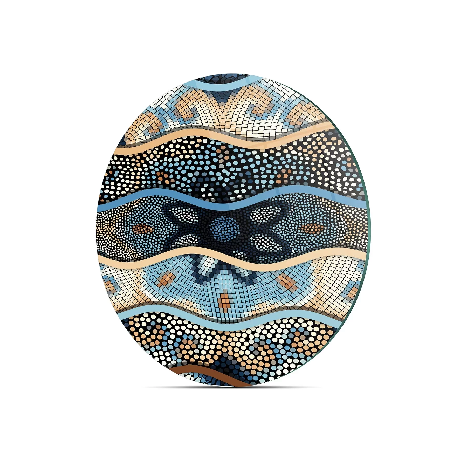 Picture of Decovetro Cam Kesme Tahtası ve Sunumluk Yuvarlak Mozaik Çini Desenli 30x30 Cm