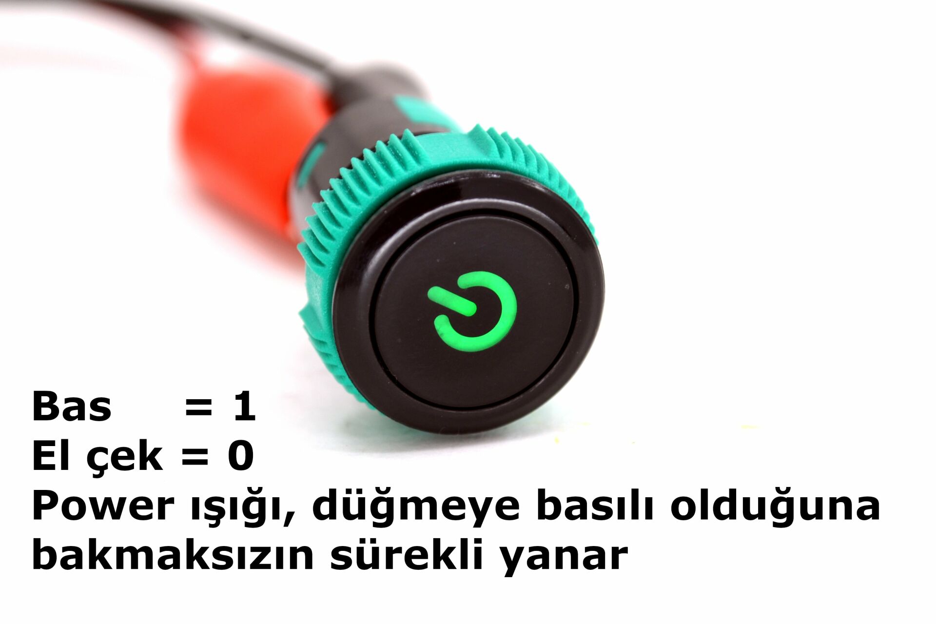 Picture of Yaylı 19mm 12V 20A Power Logolu Yeşil Işıklı Buton Elektrik Anahtarı MT-ANY11