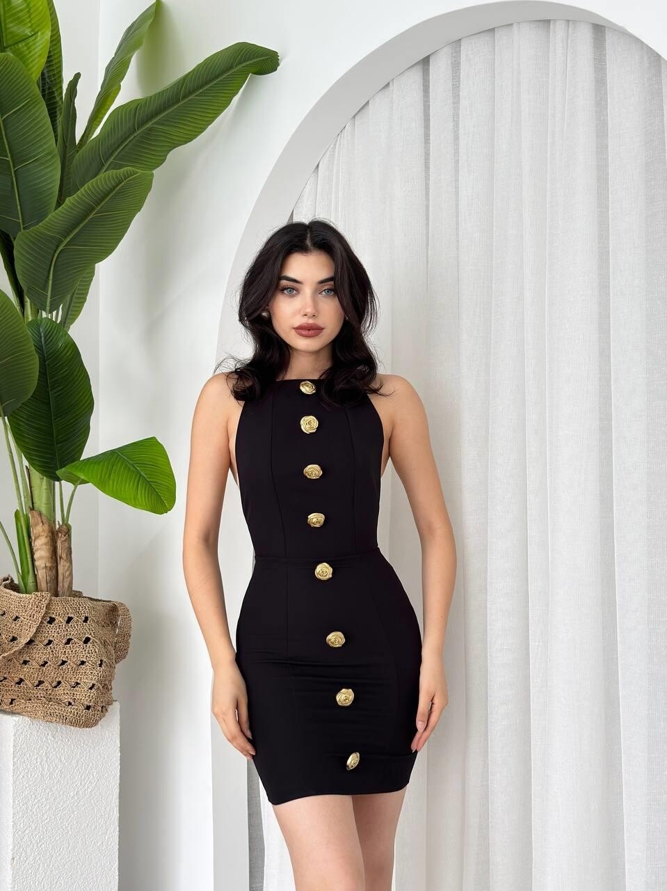 Picture of Katalina Gül Düğmeli Elbise