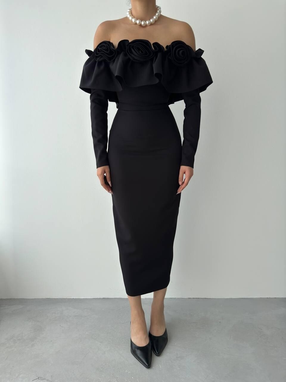 Picture of Vende Gül Yaka Elbise