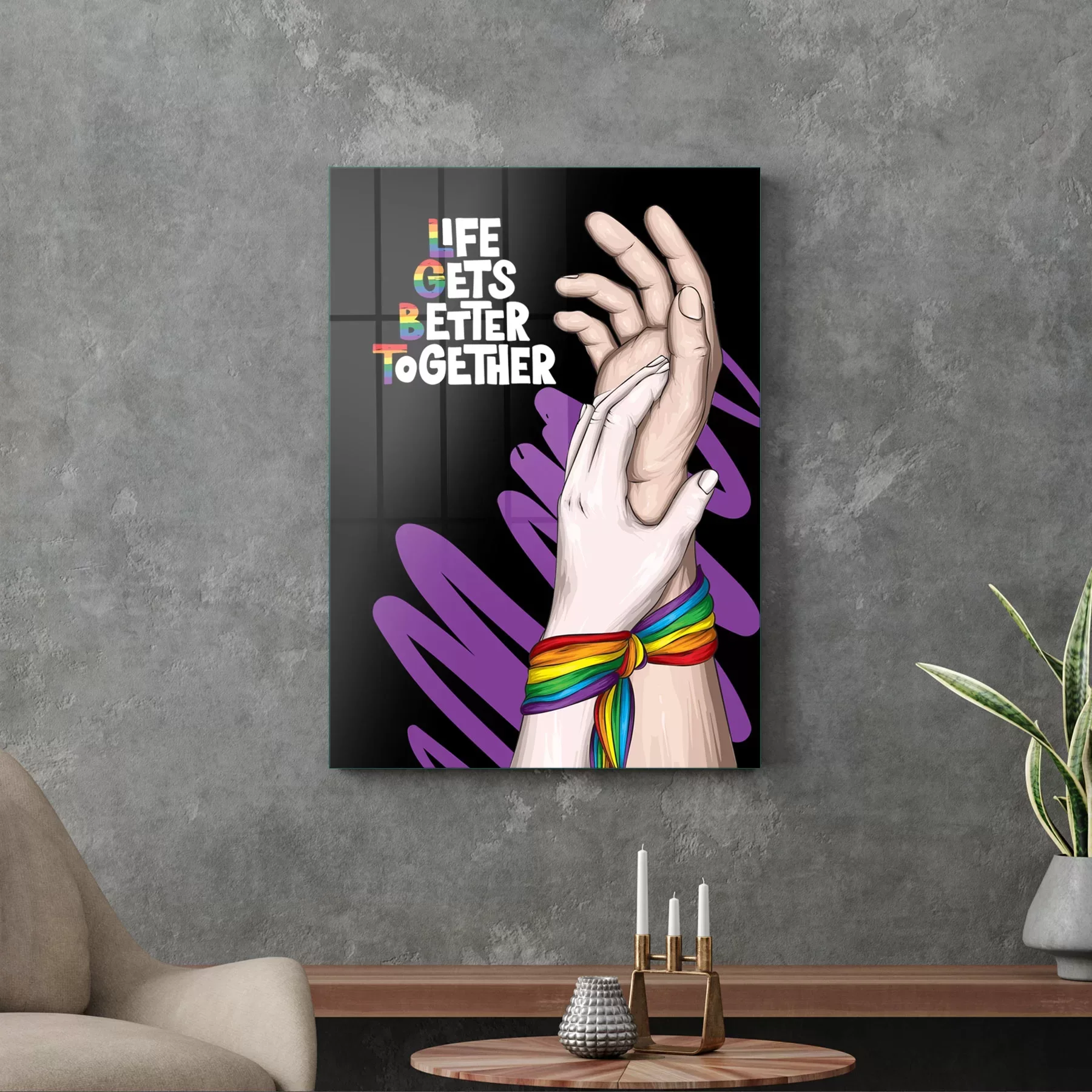 Picture of Decovetro Cam Tablo Life Gets Better Together LGBT 50x70 cm