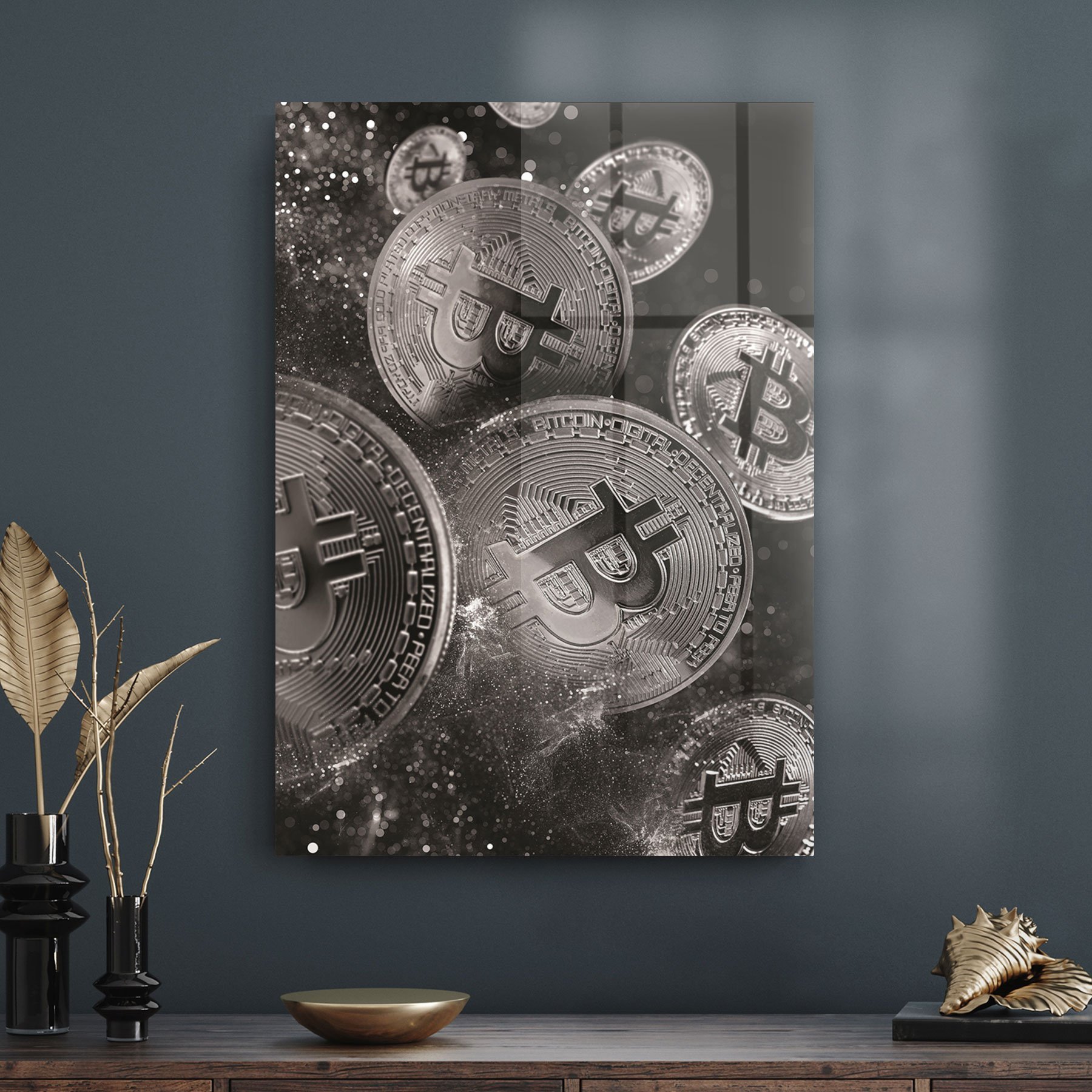 Picture of Decovetro Cam Tablo Bitcoin Desenli 30x40 cm