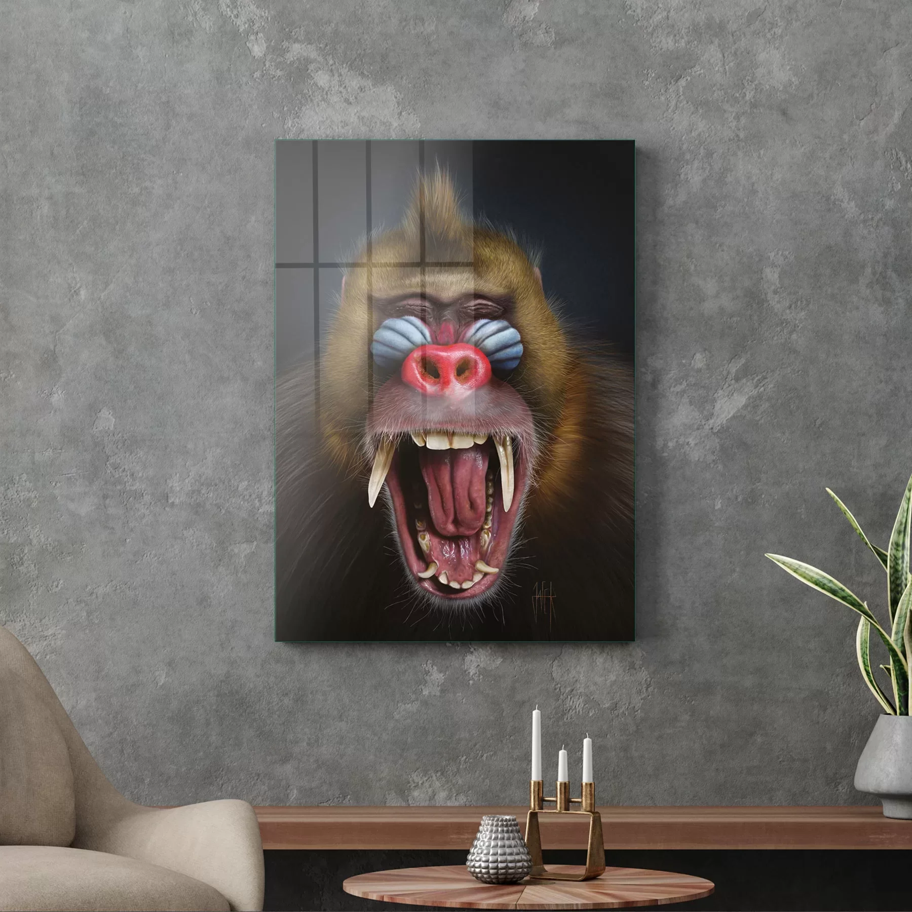 Picture of Decovetro Cam Tablo Eğlenceli Maymun 50x70 cm