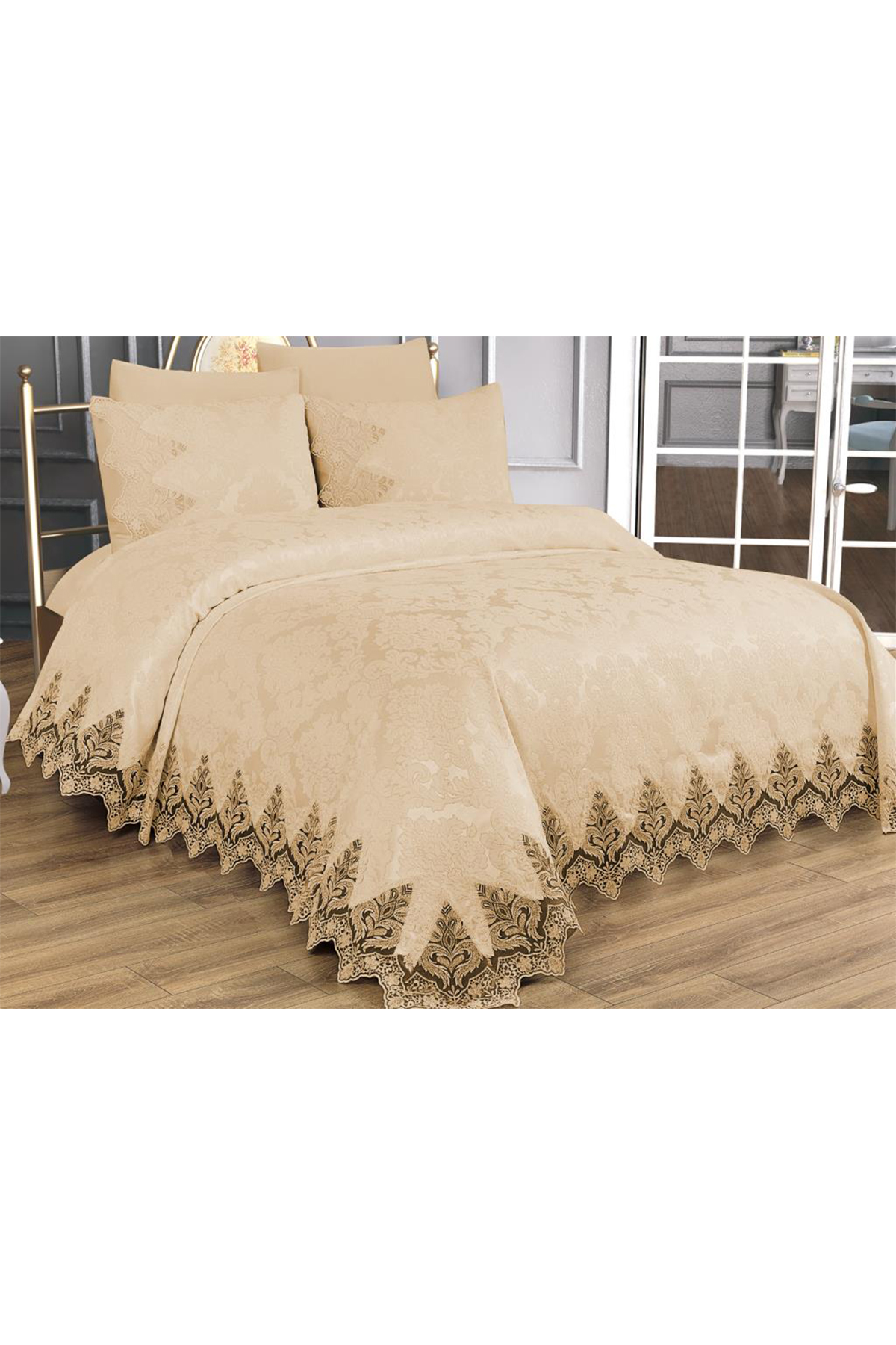 Picture of Çeyiz Diyarı Ivory Çift Kişilik Pike Takımı Bej