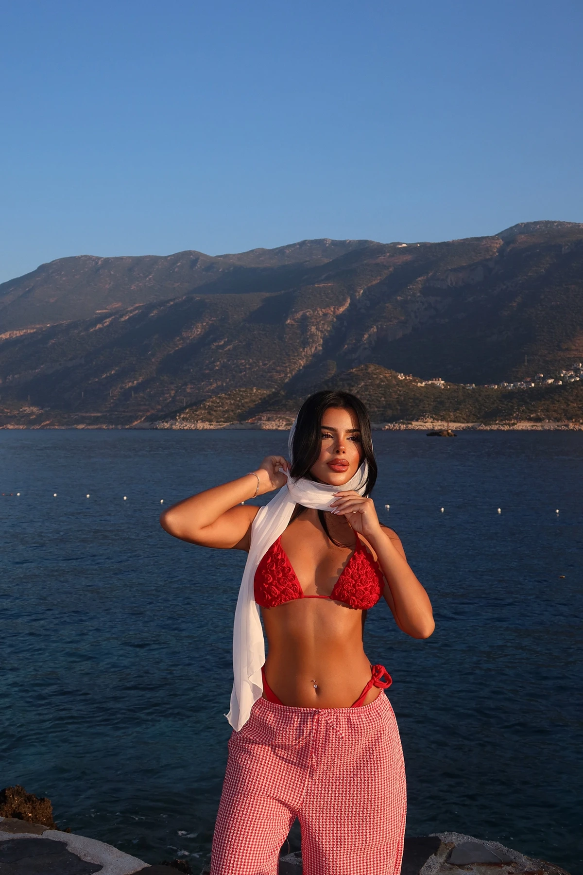 Picture of Red Gingham Trouser Suit