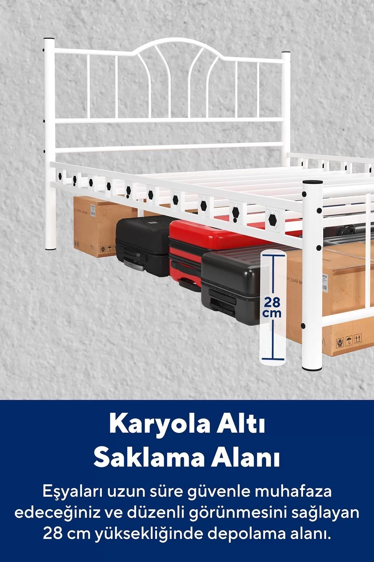 Picture of Bella Çift Kişilik Ferforje Metal Karyola Beyaz