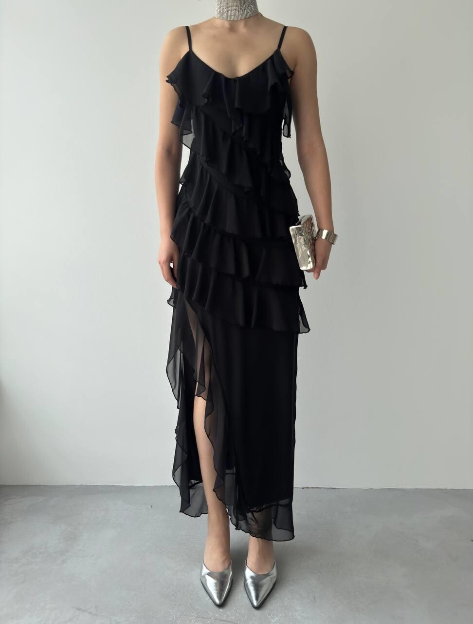 Picture of Ples Yırtmaç Detaylı Elbise