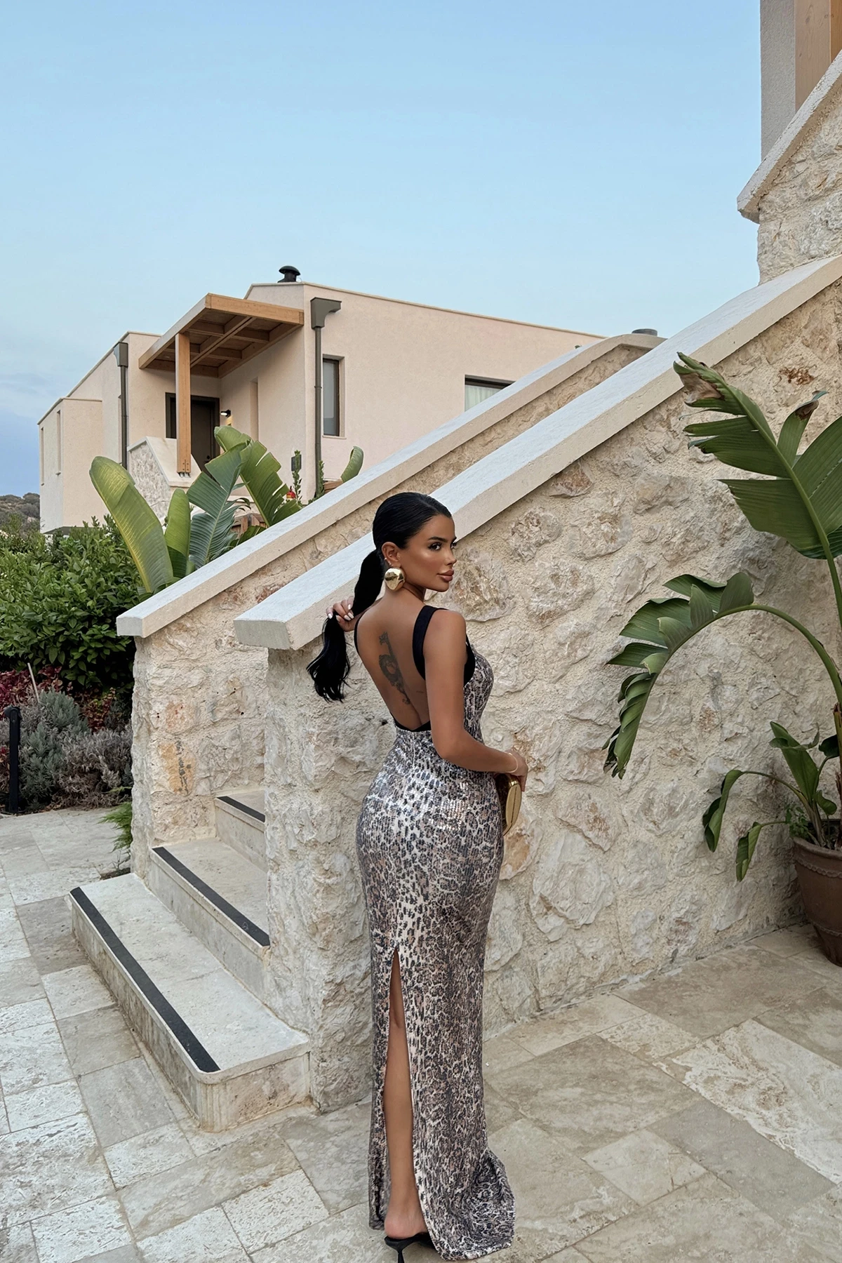 Picture of Leopard Pattern Long Dress with Straps