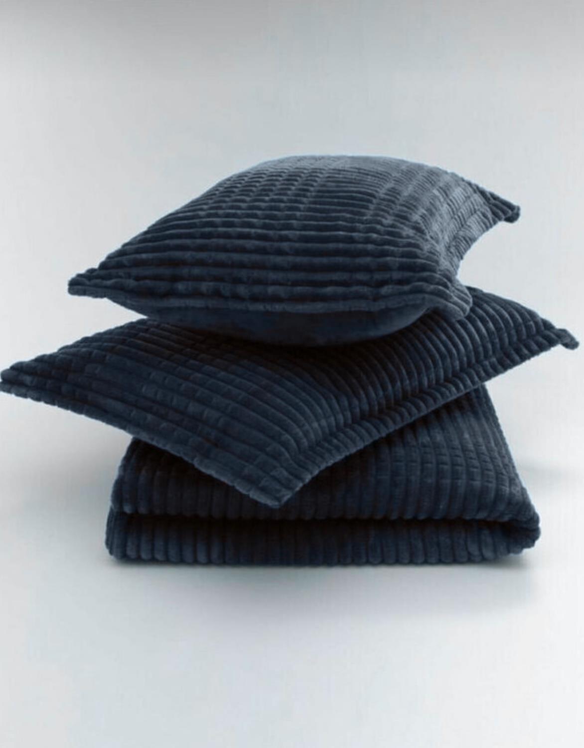 Picture of Merinos Modern Line 3 Parça Çift Kişilik Battaniye Seti Kutulu 220x240 Okyanus Mavisi