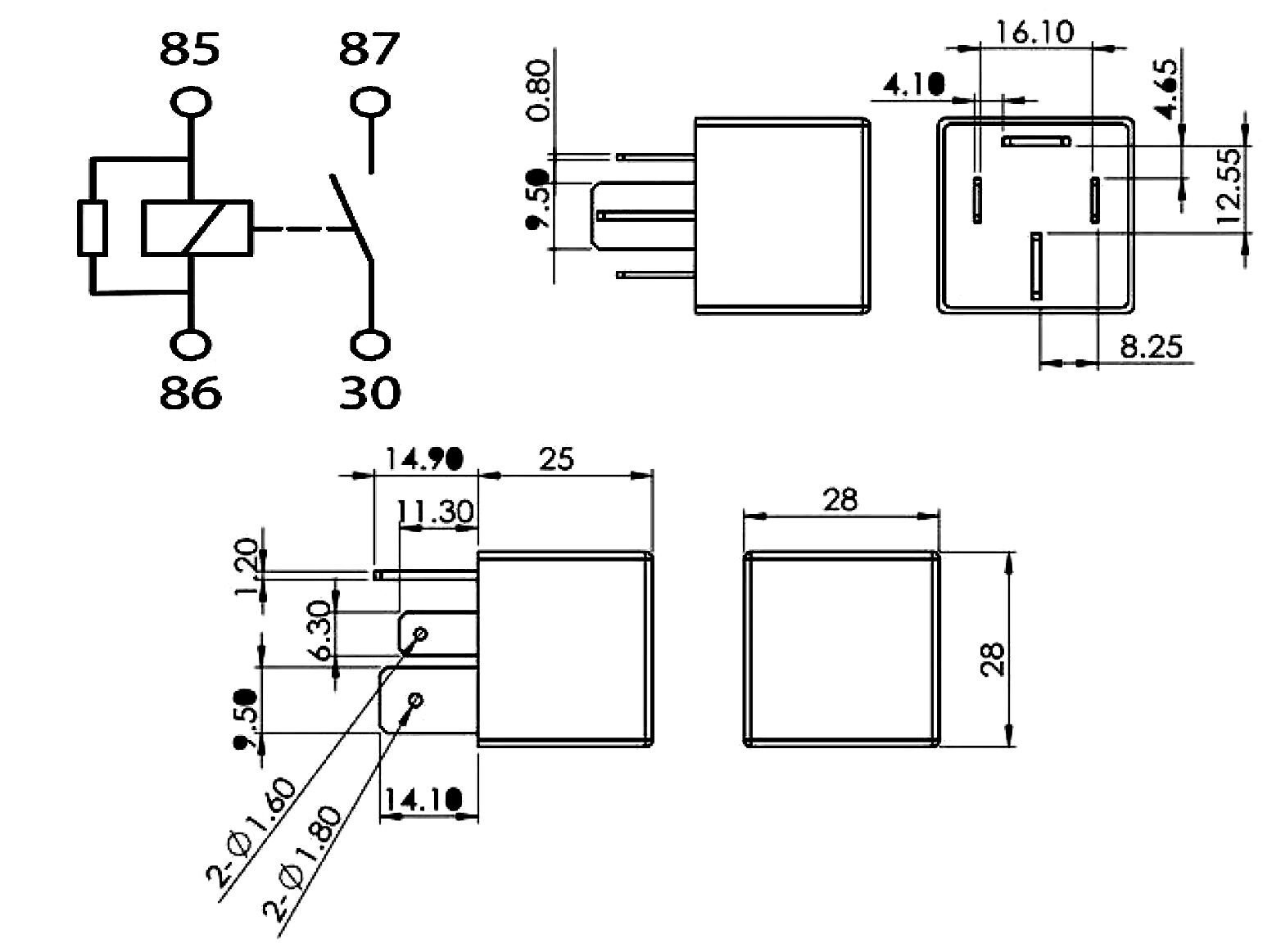 Picture of 12V 70A Dirençli Güç Rölesi 4 Fişli Kalın Bacak Bosch 0986AH0082