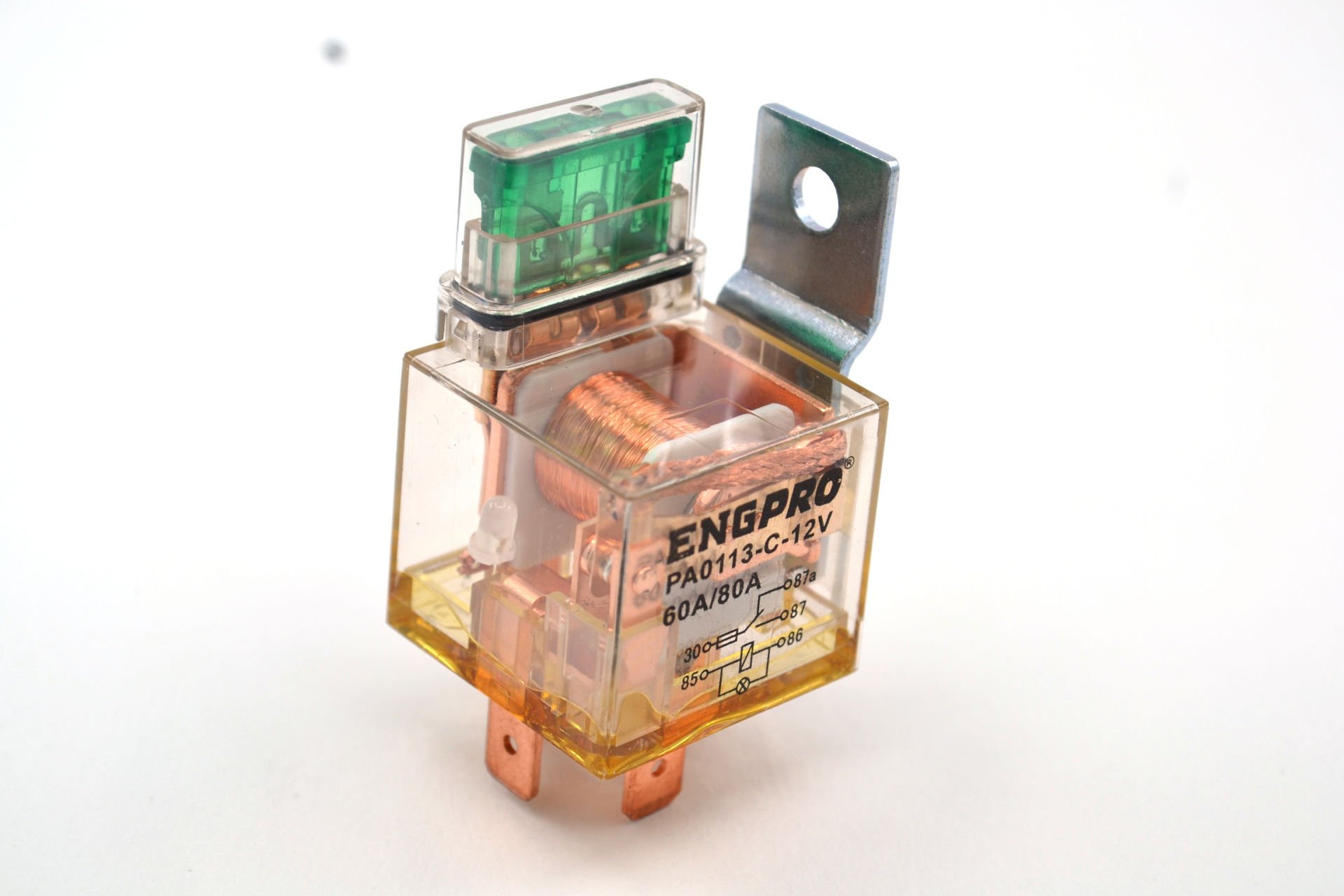 Picture of 12V 60A/80A Şeffaf Mini Röle 5 Fişli Sigortalı Kırmızı Ledli