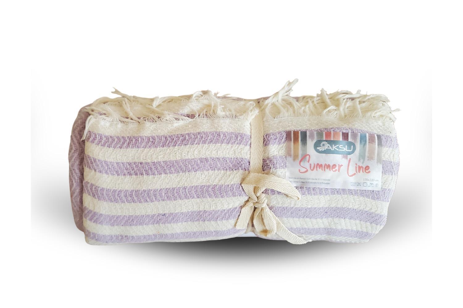 Picture of Aksu Summer Line Çok Amaçlı Örtü Pike Koltuk Örtüsü 170x220 Lila