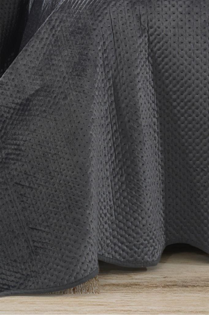 Picture of Askana Çift Kişilik Lüks Kadife Yatak Örtüsü Antrasit