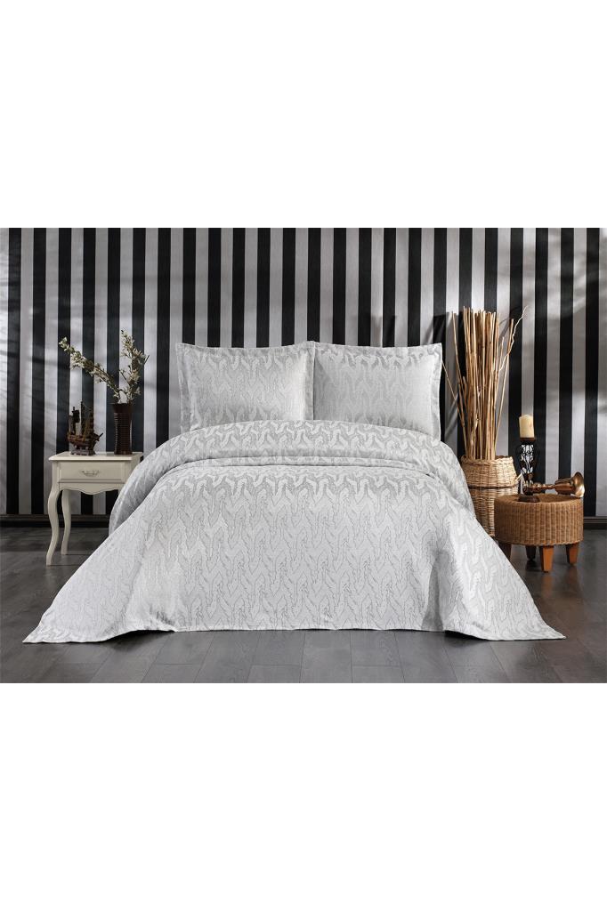 Picture of Darla Jakarlı Çift Kişilik Pike Takımı Gri