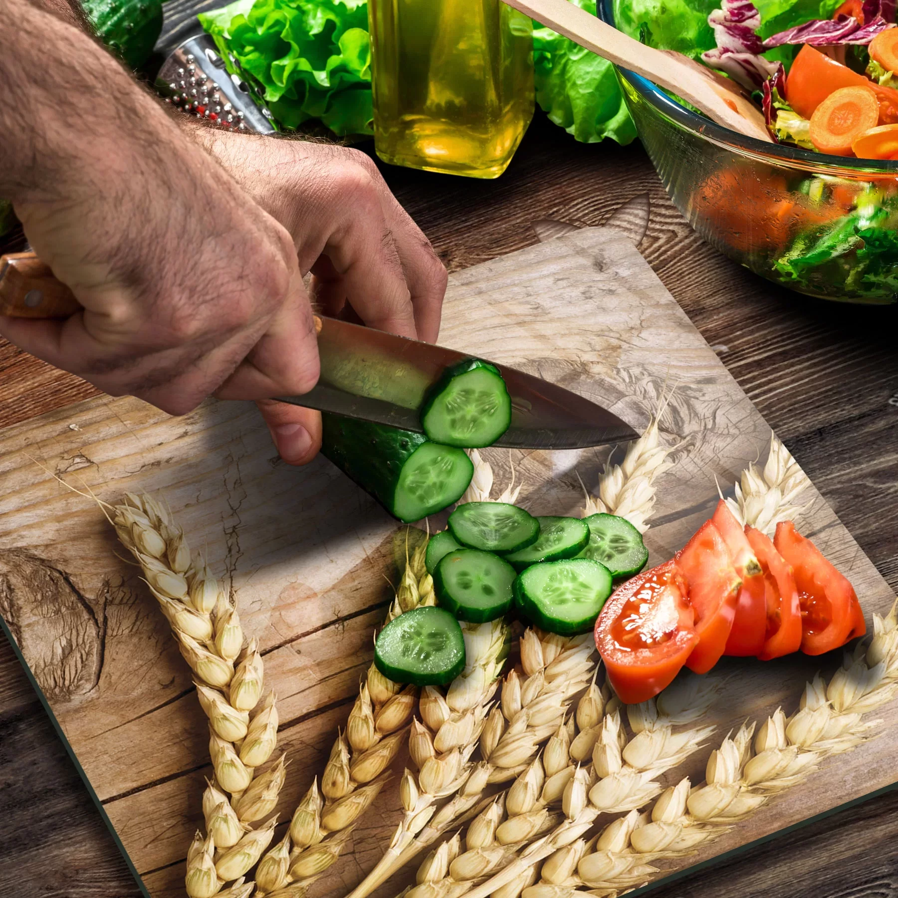 Picture of Decovetro Cam Kesme Tahtası ve Sunumluk Kare Burçak Desenli 30x30 Cm