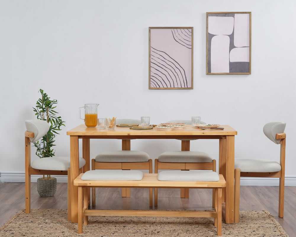 Picture of Cheri Minimal 4 Sandalye 1 Bench 1 Masa (80x140)