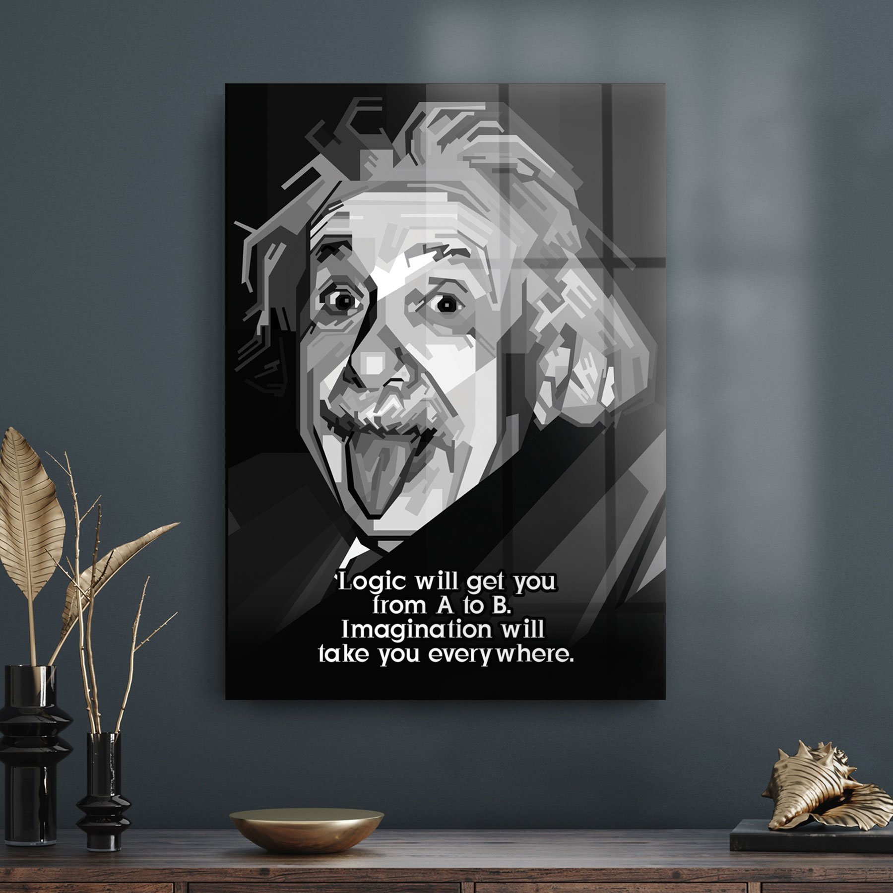 Picture of Decovetro Cam Tablo Albert Einstein Funny 30x40 cm