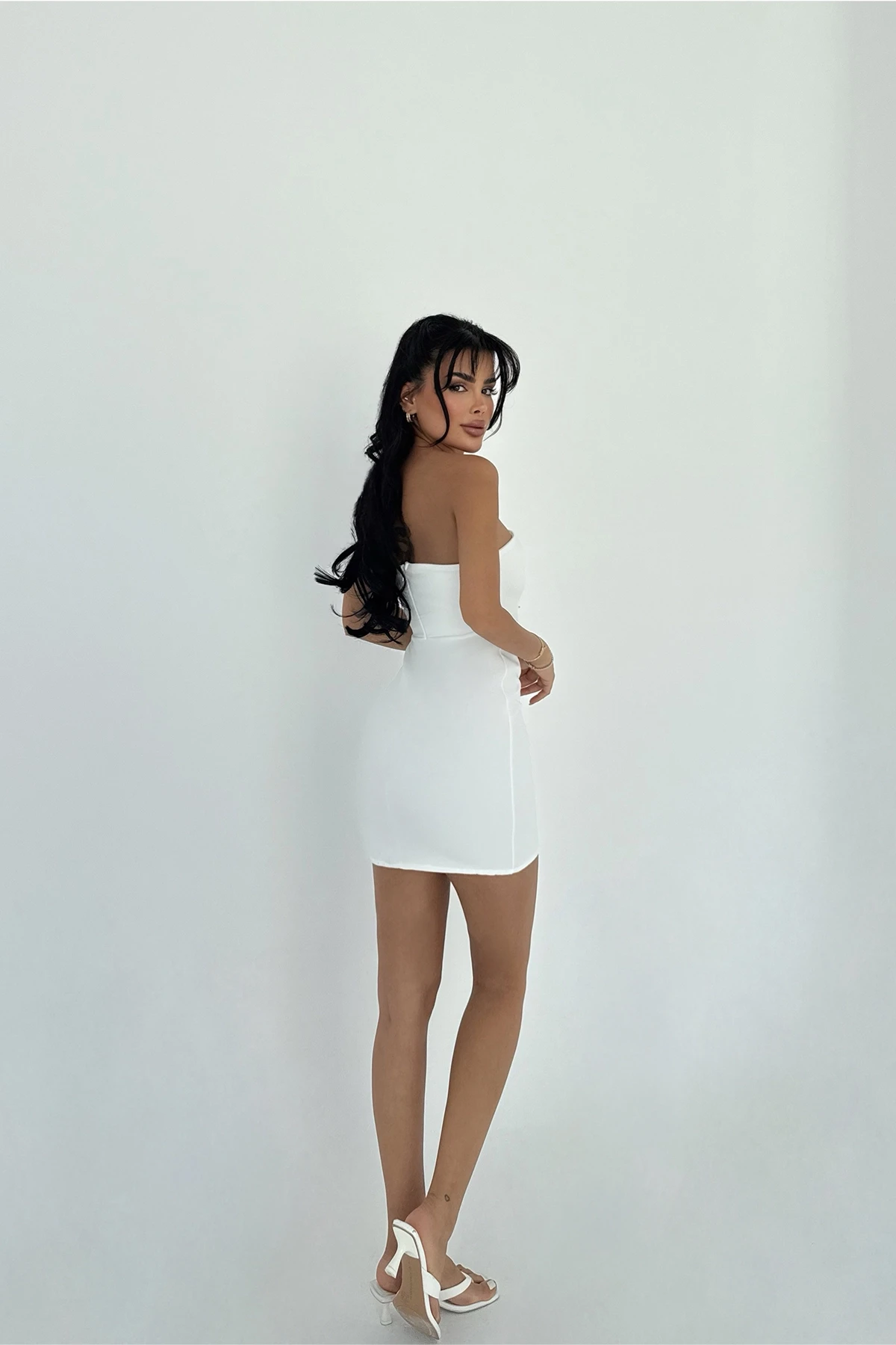 Picture of White Liesel Ribbon Detail Mini Dress