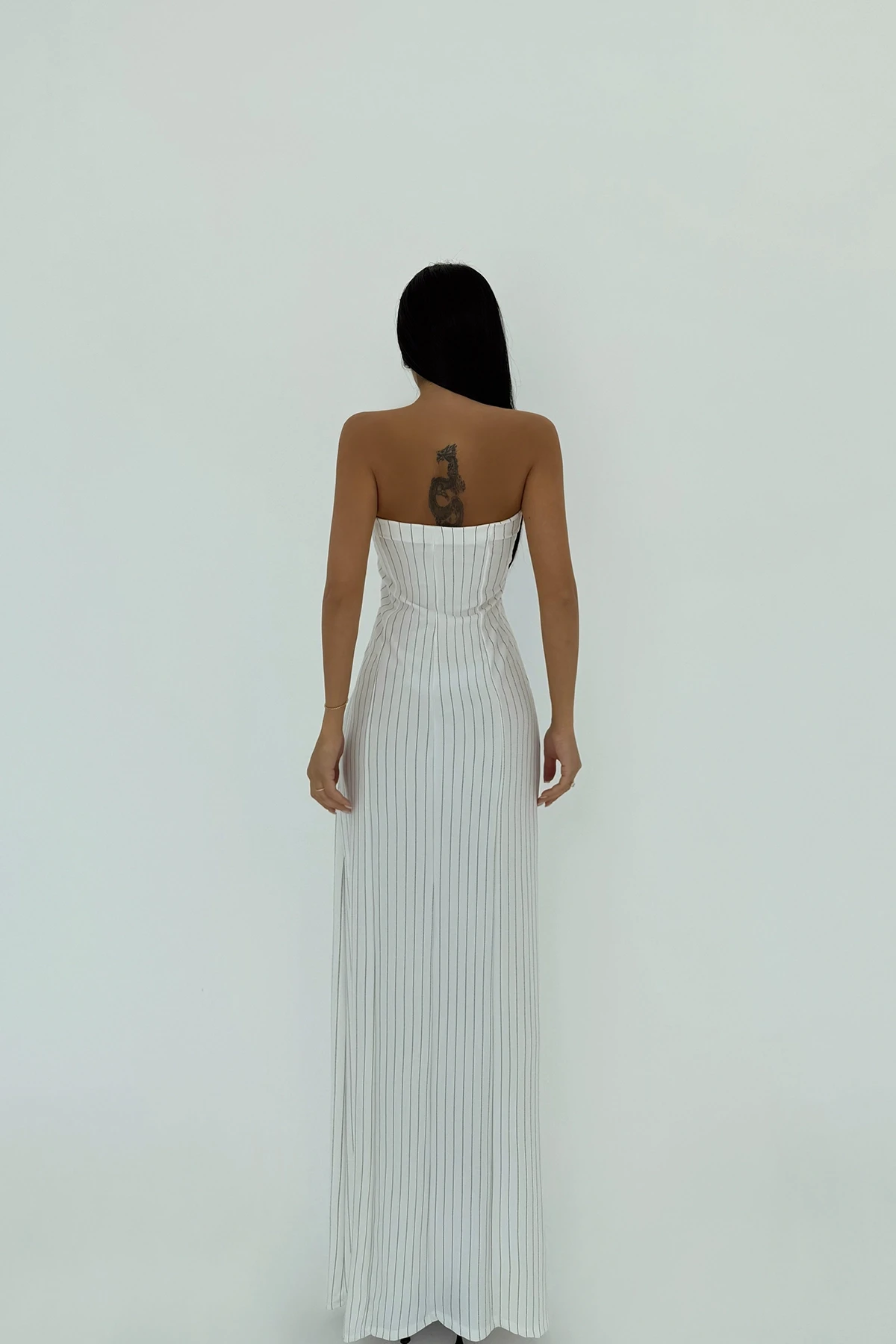 Picture of White Strapless Striped Dress