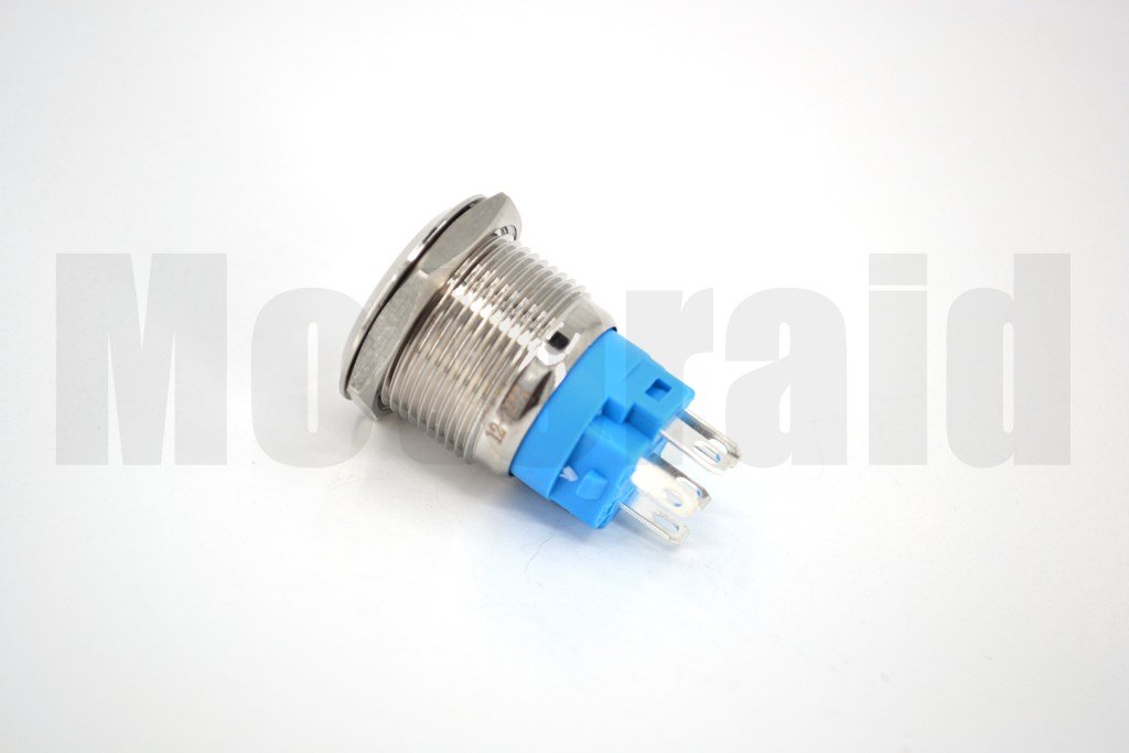 Picture of 19mm POWER Logolu Kalıcı Metal Anahtar Kırmızı Işıklı 1NO/1NC 12V 24V 1-0