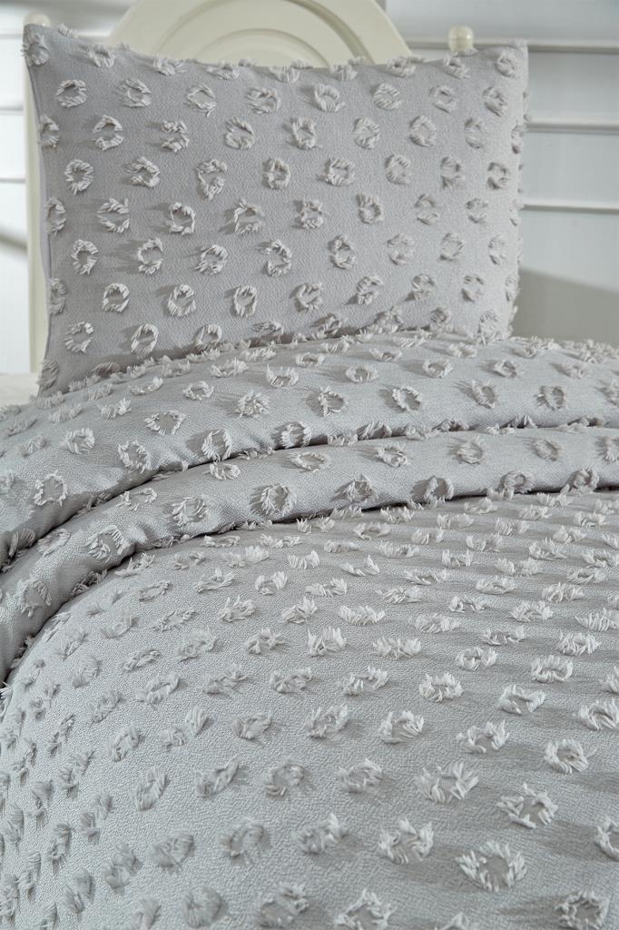 Picture of Çeyiz Diyarı Konik 2 Parça Tek Kişilik Pike Takımı Gri