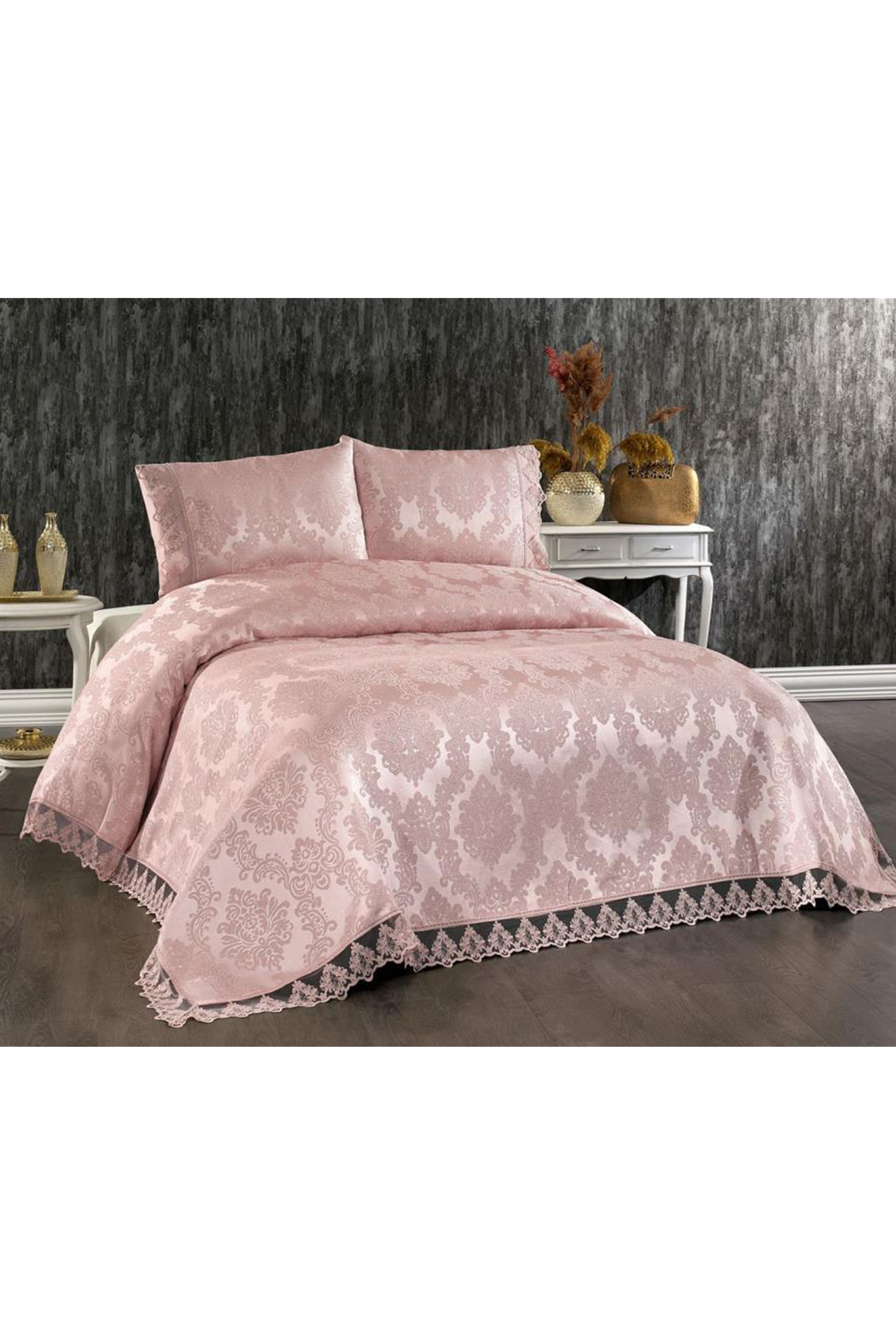 Picture of Çeyiz Diyarı Demontis Çift Kişilik Yatak Örtüsü Pudra