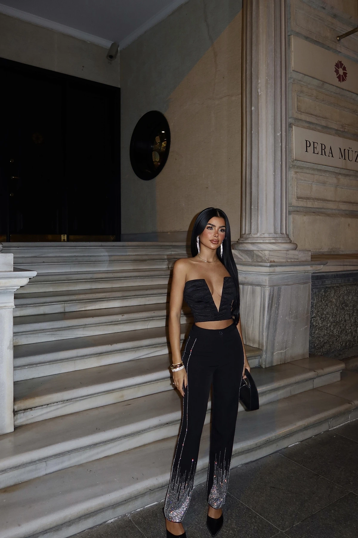 Picture of Black Peta Stone Glitter Pants