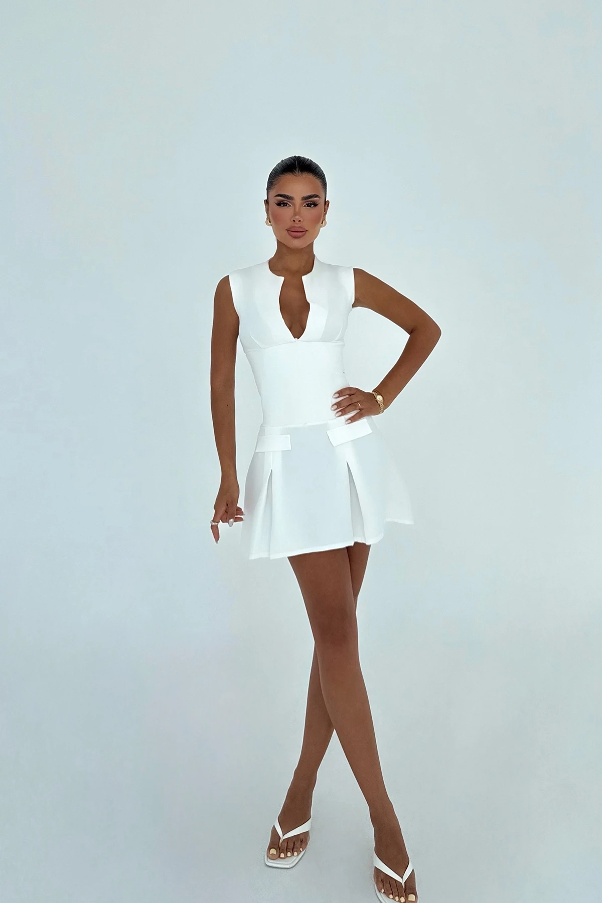 Picture of White Frilly Mini Dress