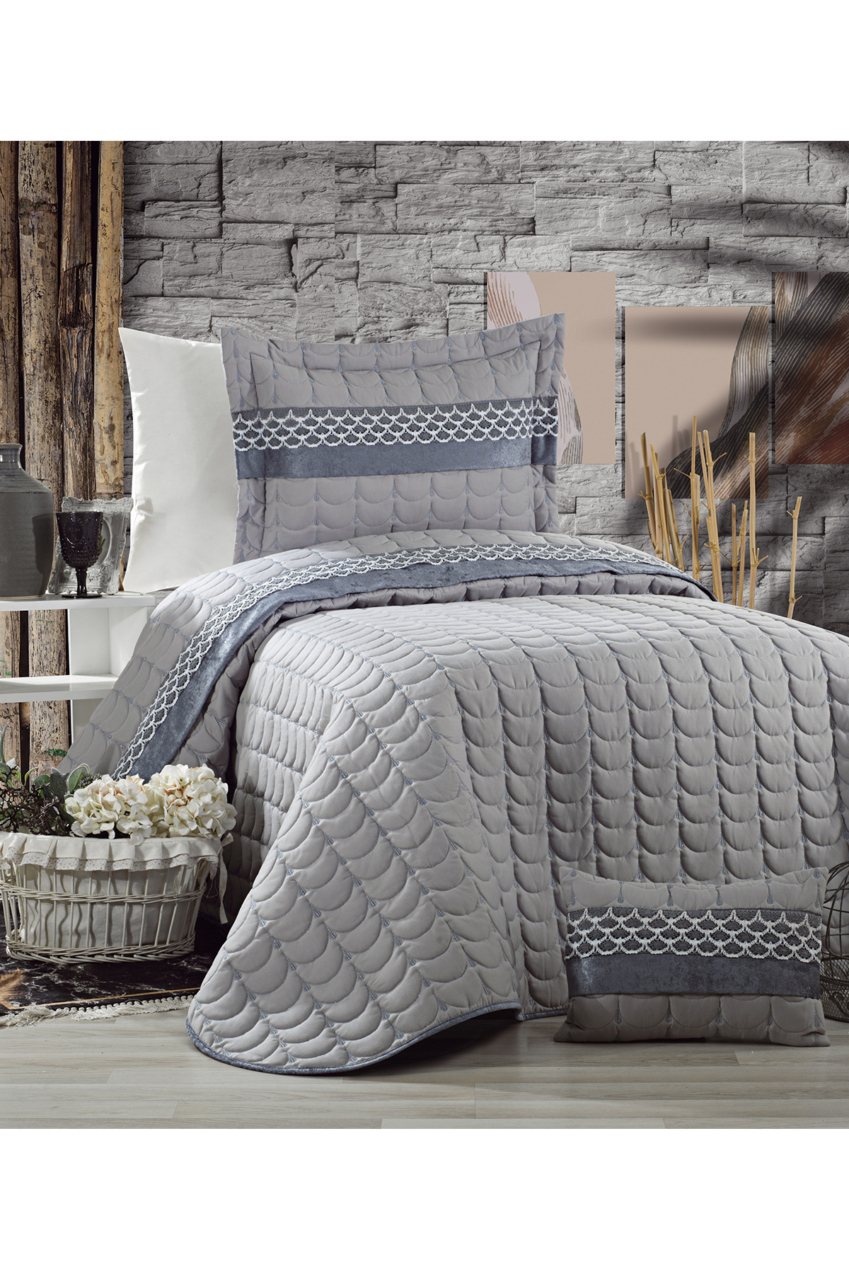 Picture of Colors Micro Tek Kişilik Yatak Örtüsü Gri