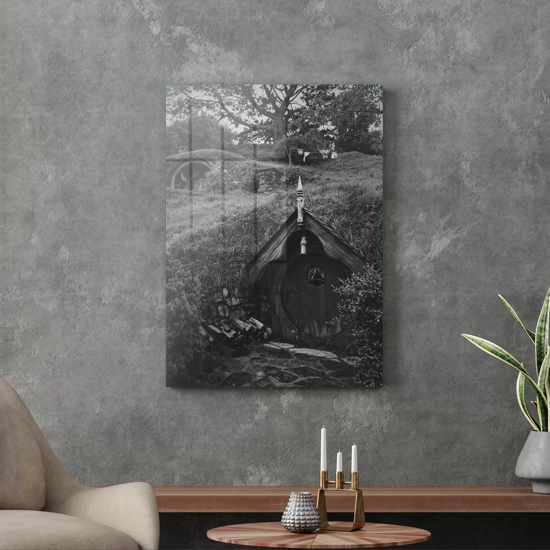 Picture of Decovetro Cam Tablo Yüzüklerin Efendisi Hobbit Evi 30x40 cm