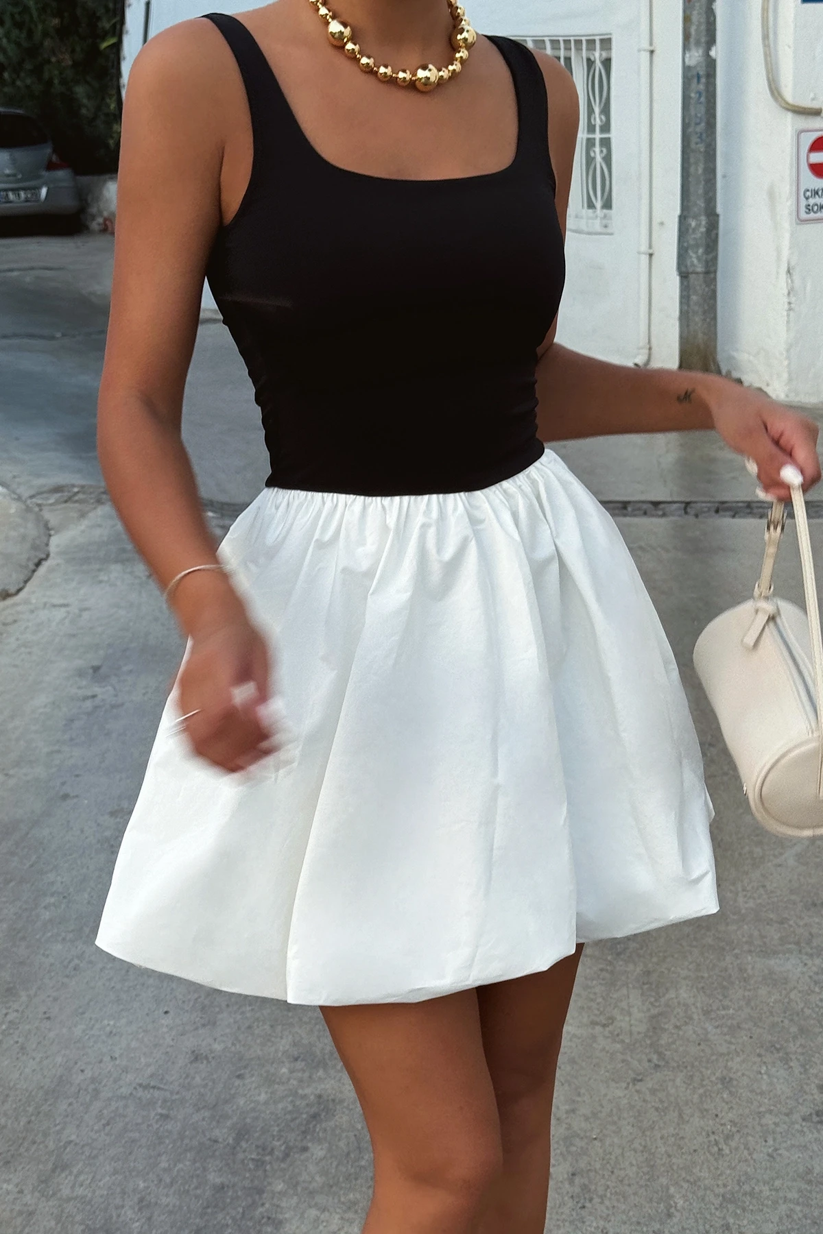 Picture of Lena Black Square Neck Balloon Dress