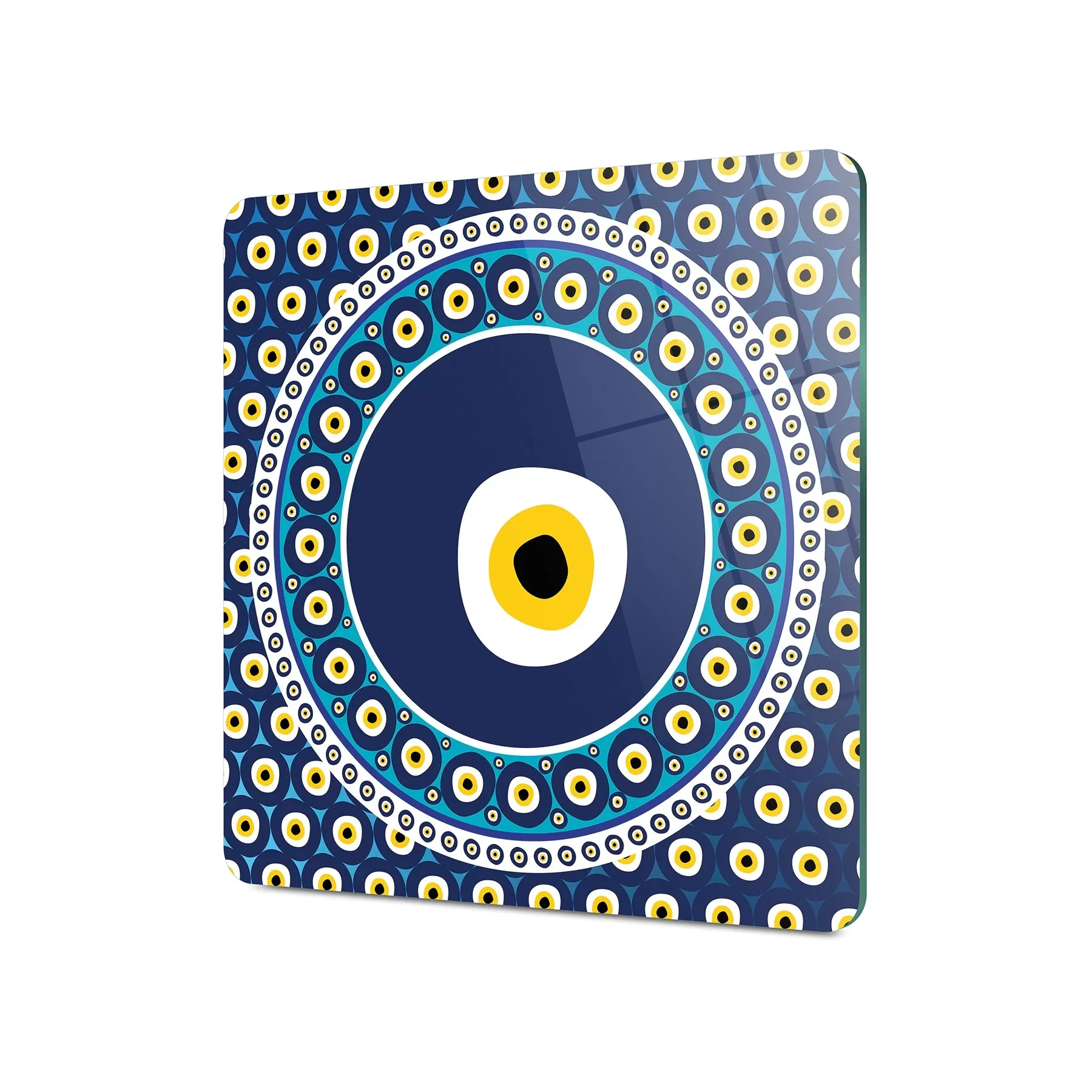 Picture of Decovetro Cam Kesme Tahtası ve Sunumluk Kare Nazar Boncuğu Desenli 30x30 Cm