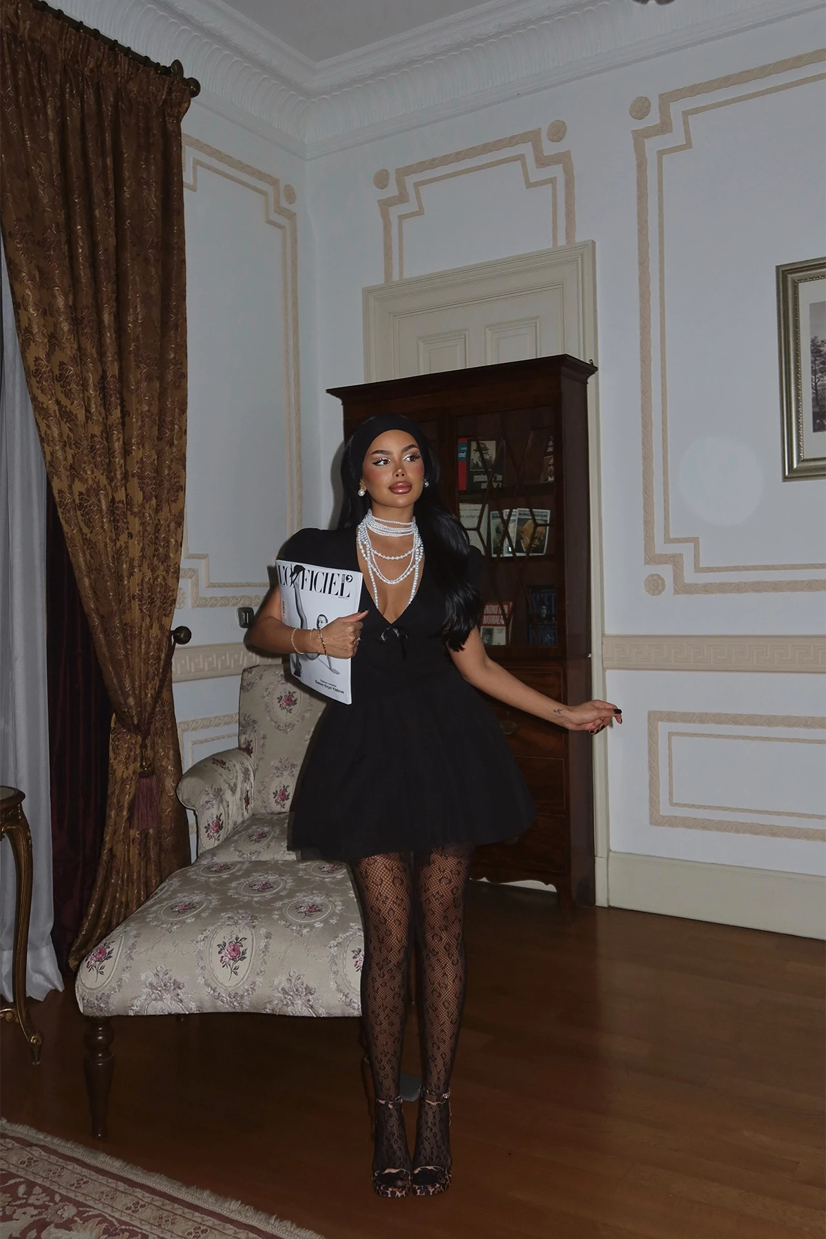 Picture of Black Front Tie Mini Dress