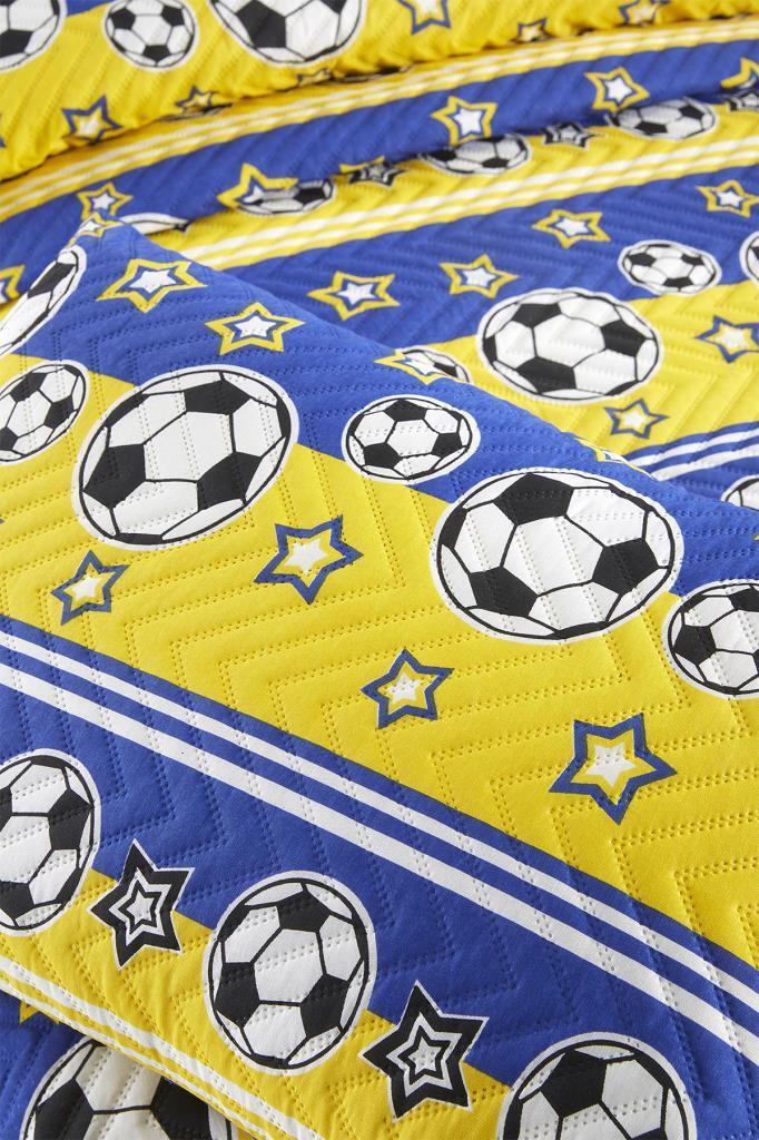 Picture of Ultrasonik Kapitoneli Şampiyon Tek Kişilik Yatak Örtüsü Sarı Lacivert