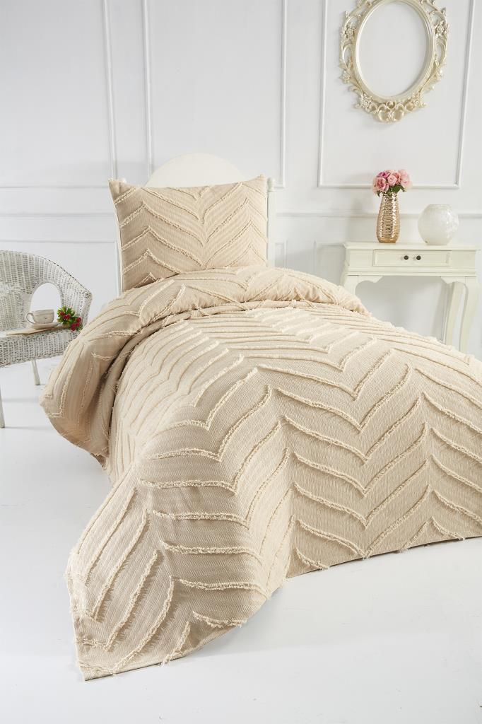 Picture of Çeyiz Diyarı Sementina 2 Parça Tek Kişilik Pike Takımı Bej