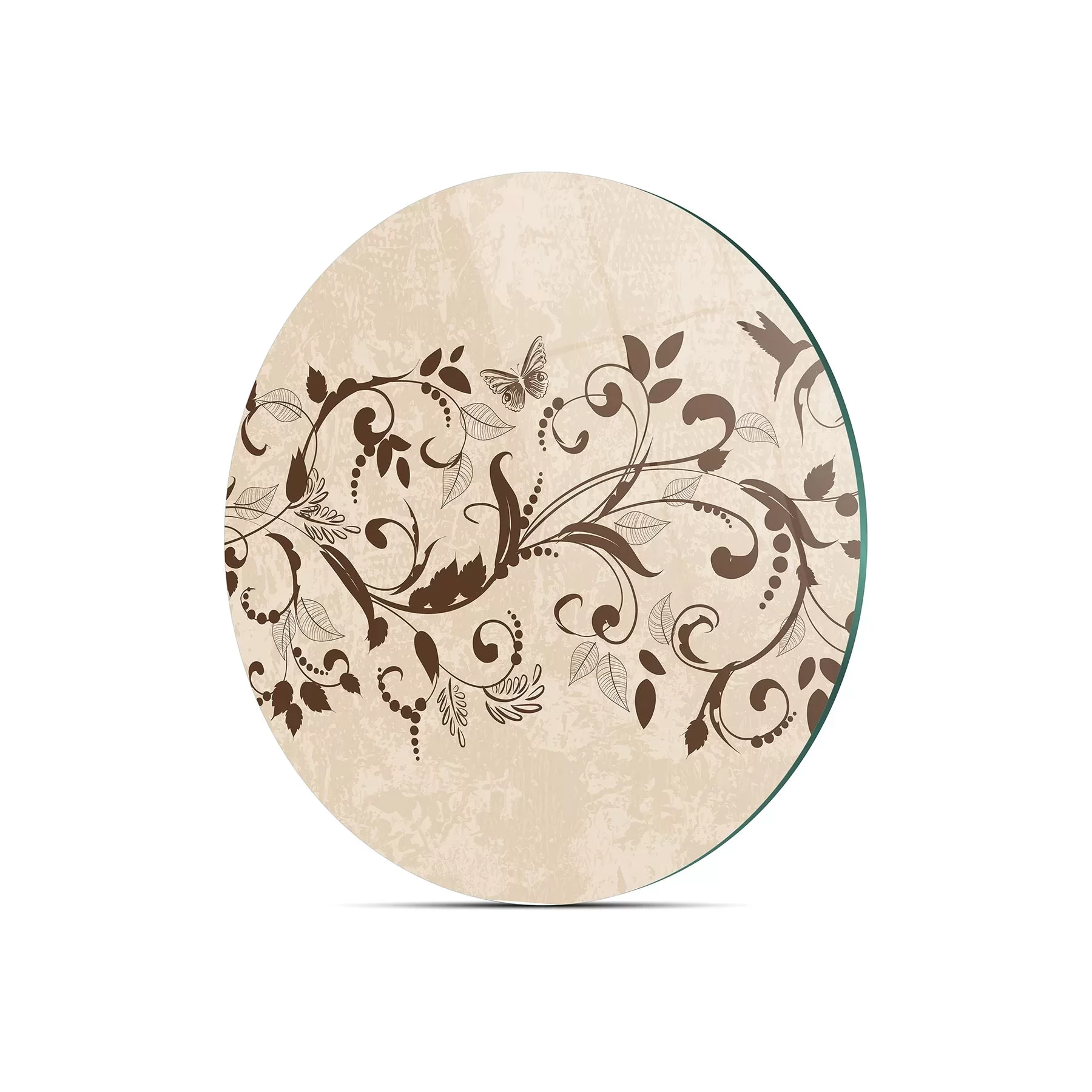 Picture of Decovetro Cam Kesme Tahtası ve Sunumluk Yuvarlak Sarmaşık Desenli 30x30 Cm