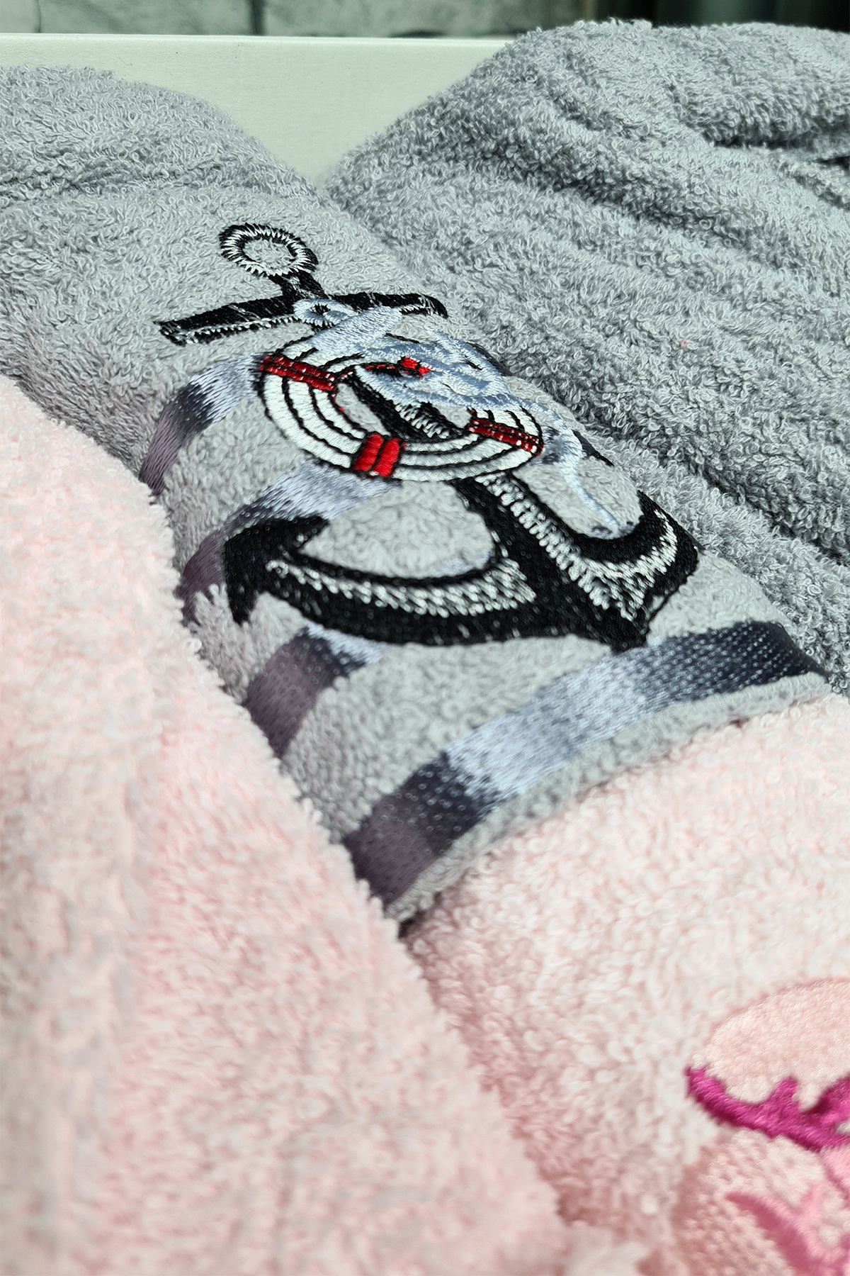 Picture of Çeyizlik Aile Bornoz Seti 4 Parça Pudra Gri