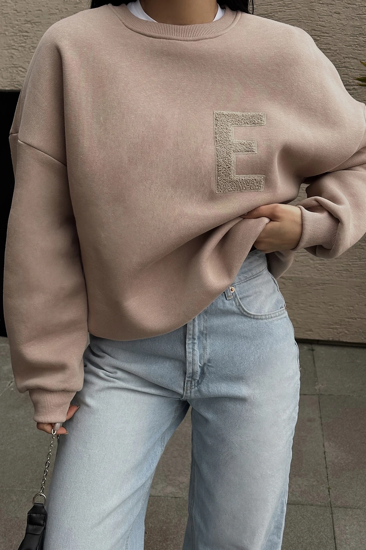 Picture of Beige E Embroidered Sweat