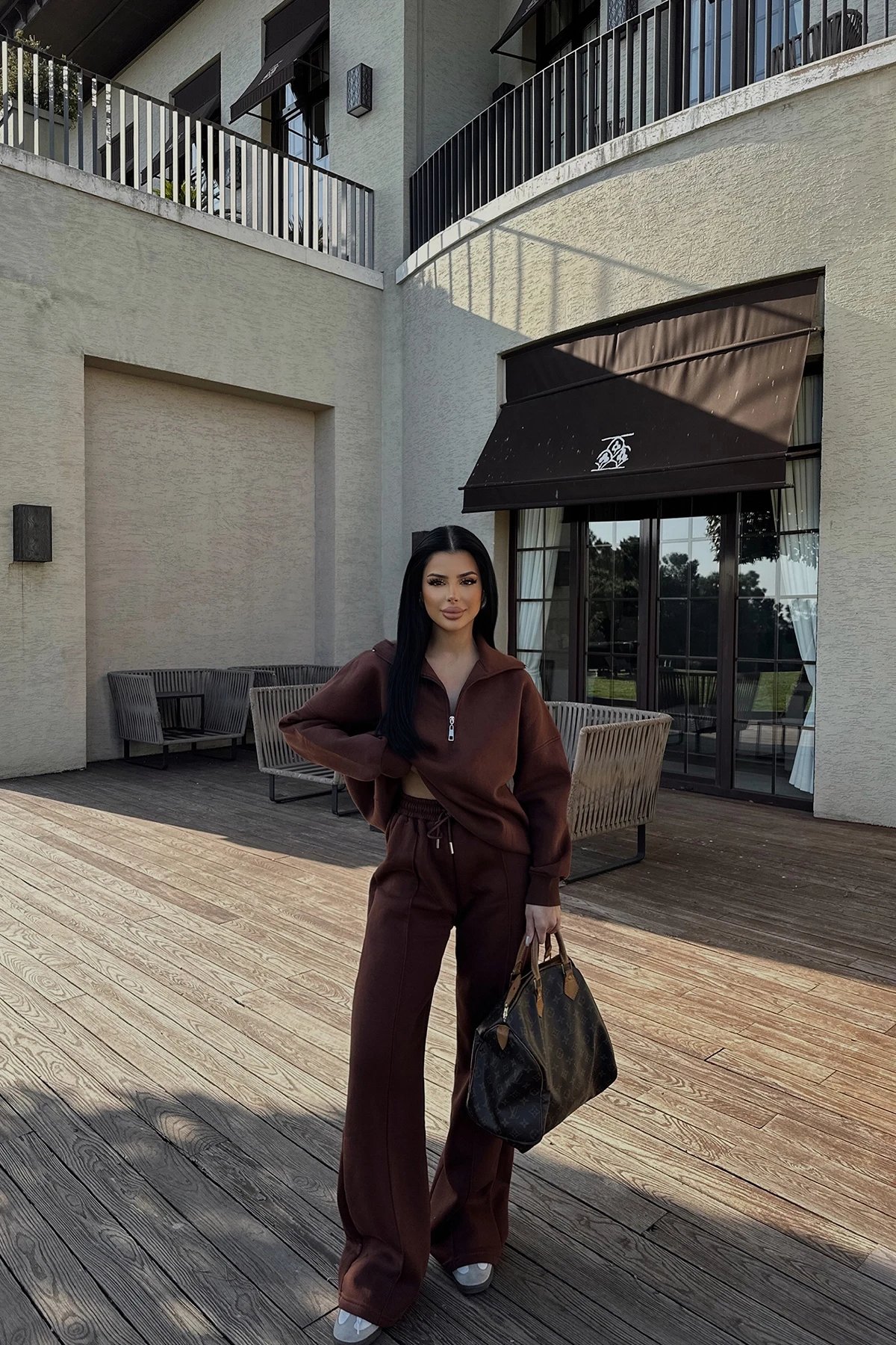 Picture of Brown Zipper Detail Suit