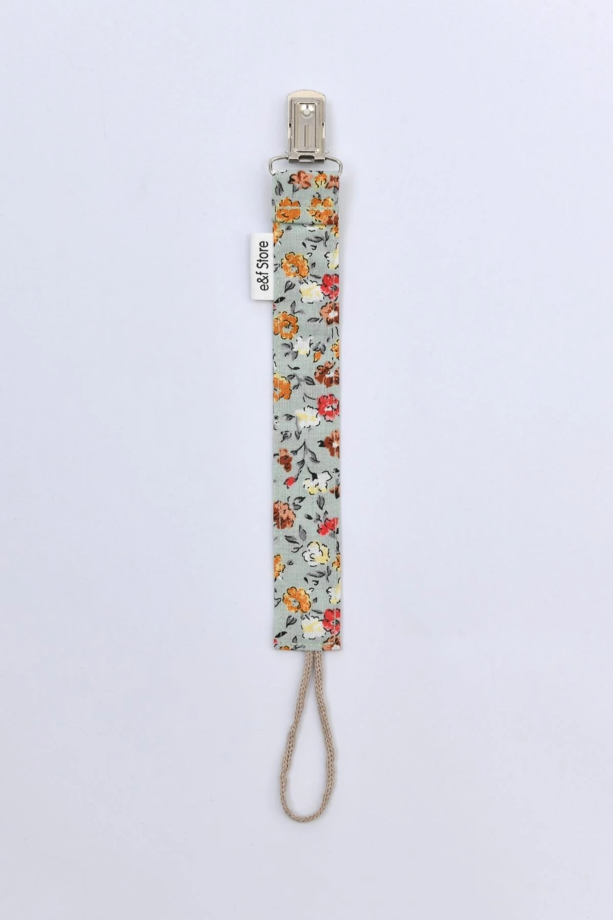 Picture of İkinci Şans - Pamuk Kumaşlı Emzik Zinciri – Su Yeşili Çiçekli